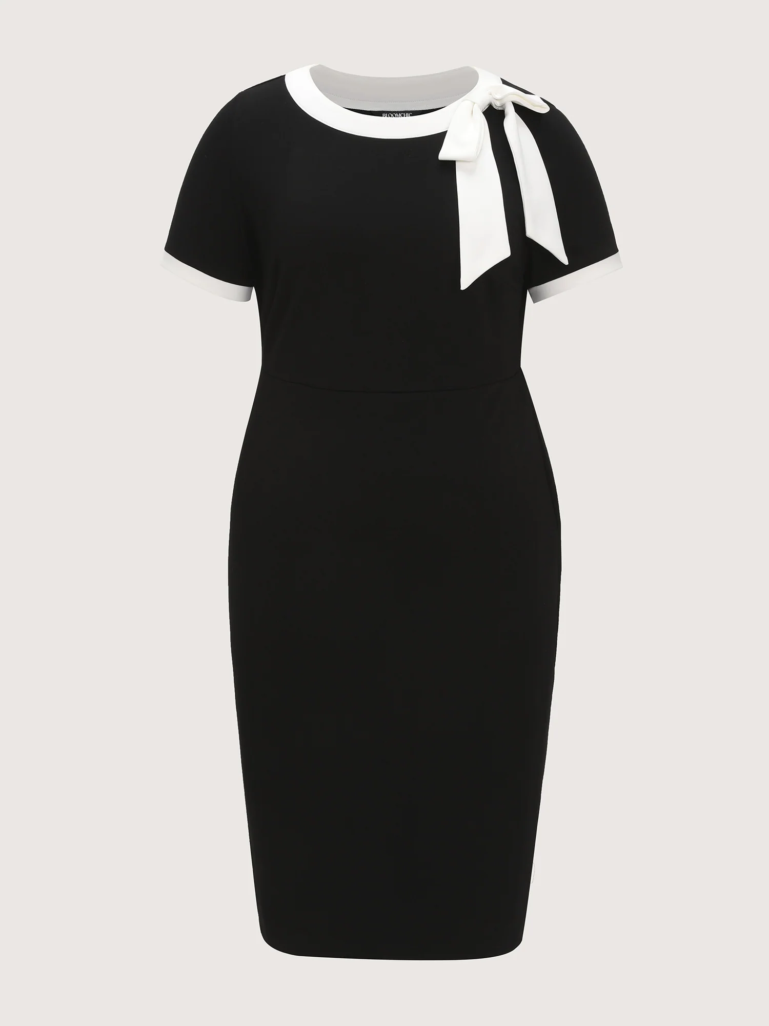 Side Bowknot Color Contrast Midi Dress - Image 6