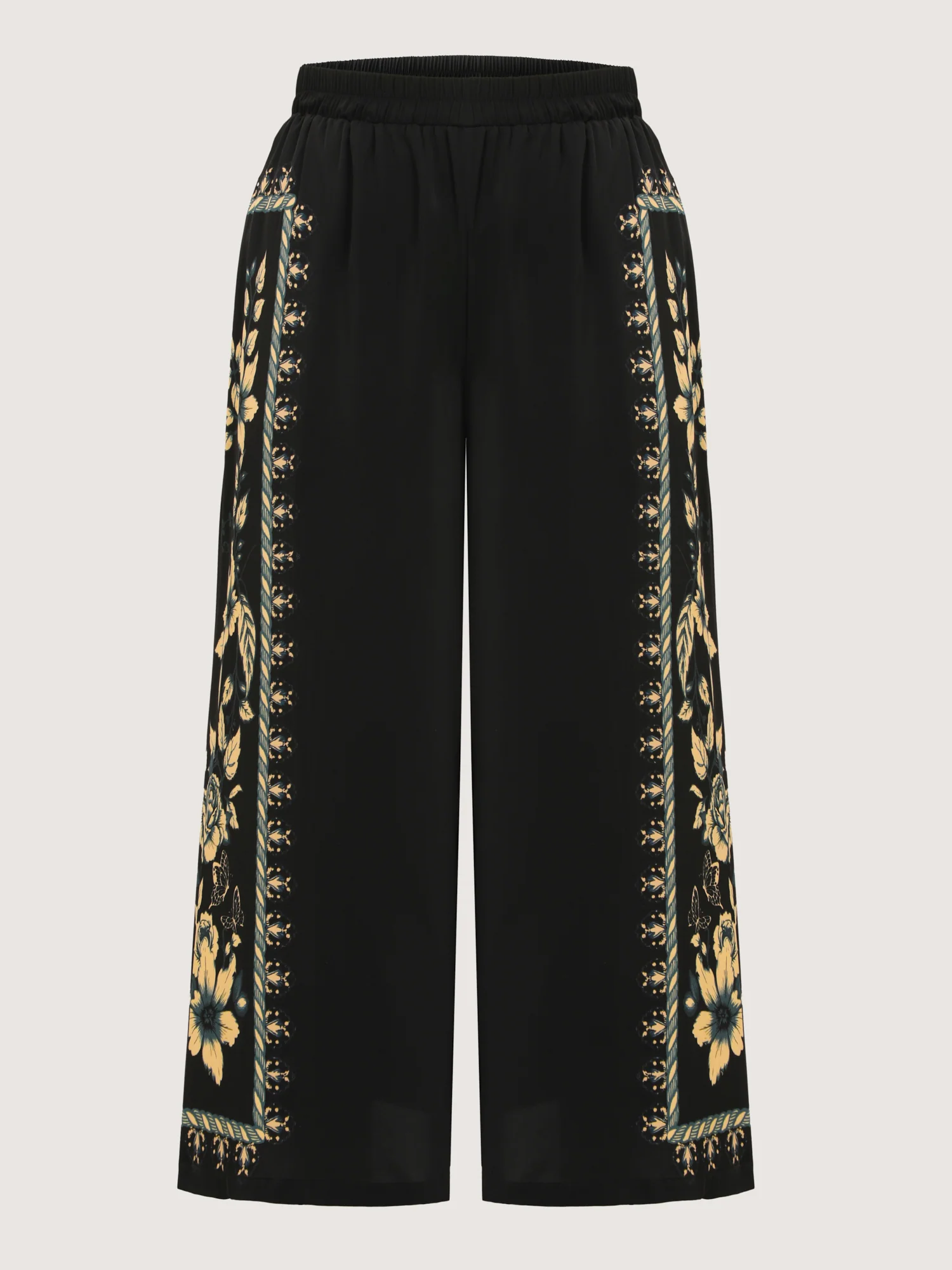 Side Floral Print Wide-Leg Pants - Image 8