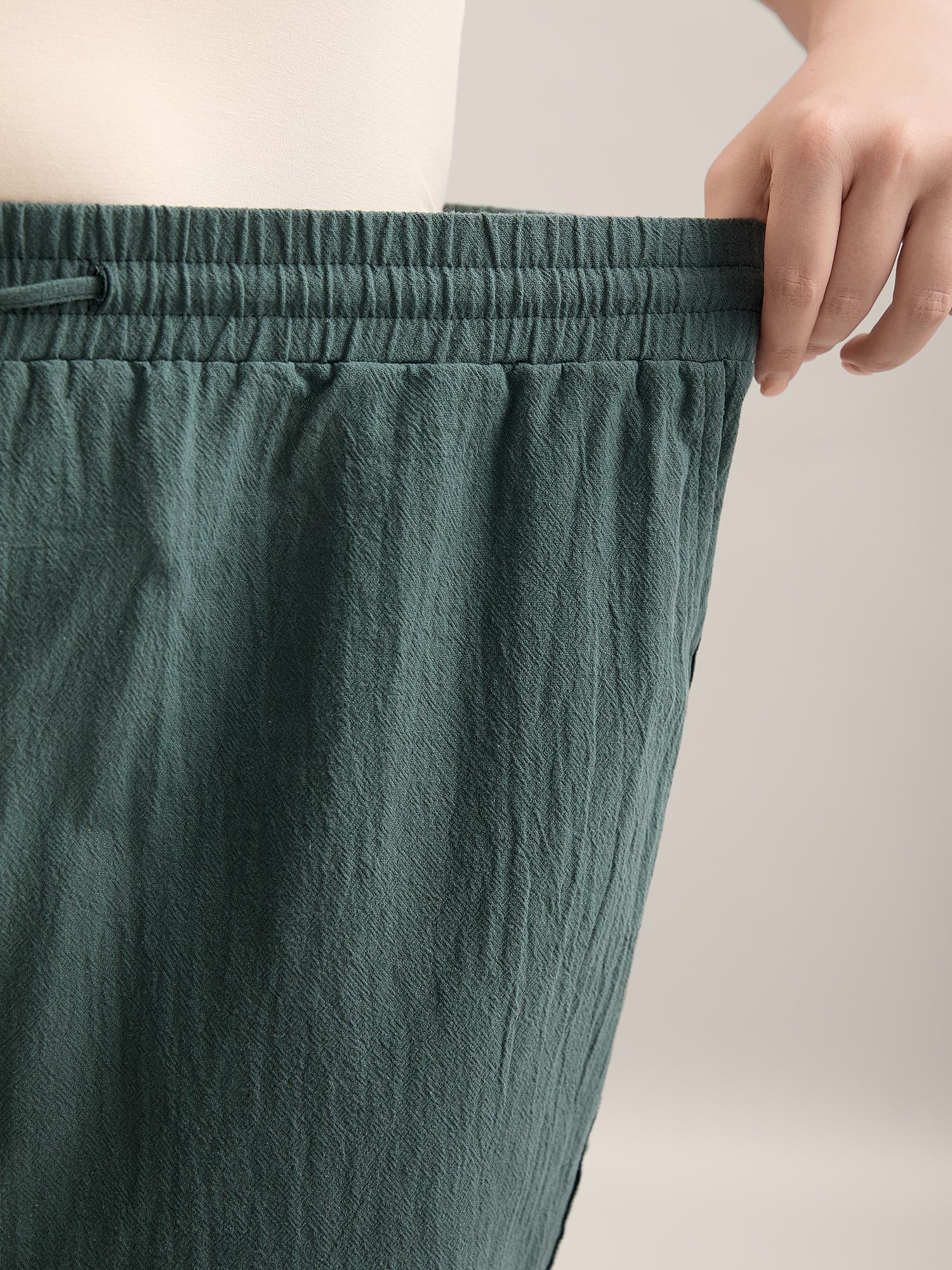 Cotton Side Lace Straight-Fit Plain Pants - Image 5