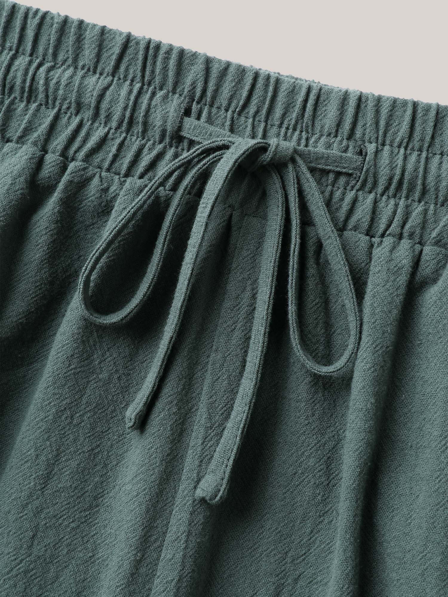 Cotton Side Lace Straight-Fit Plain Pants - Image 8