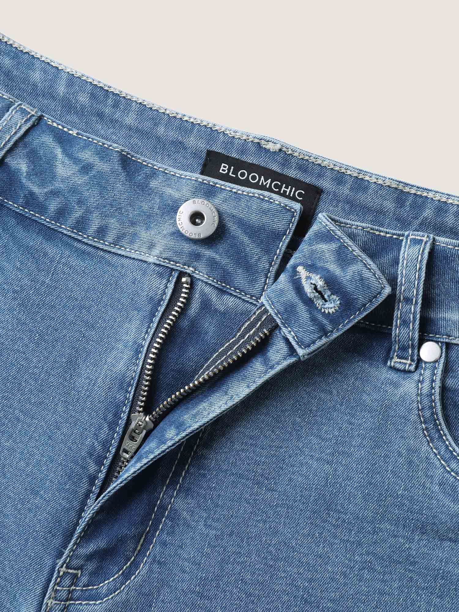 Side Pockets Wide-Leg Denim Shorts - Image 6