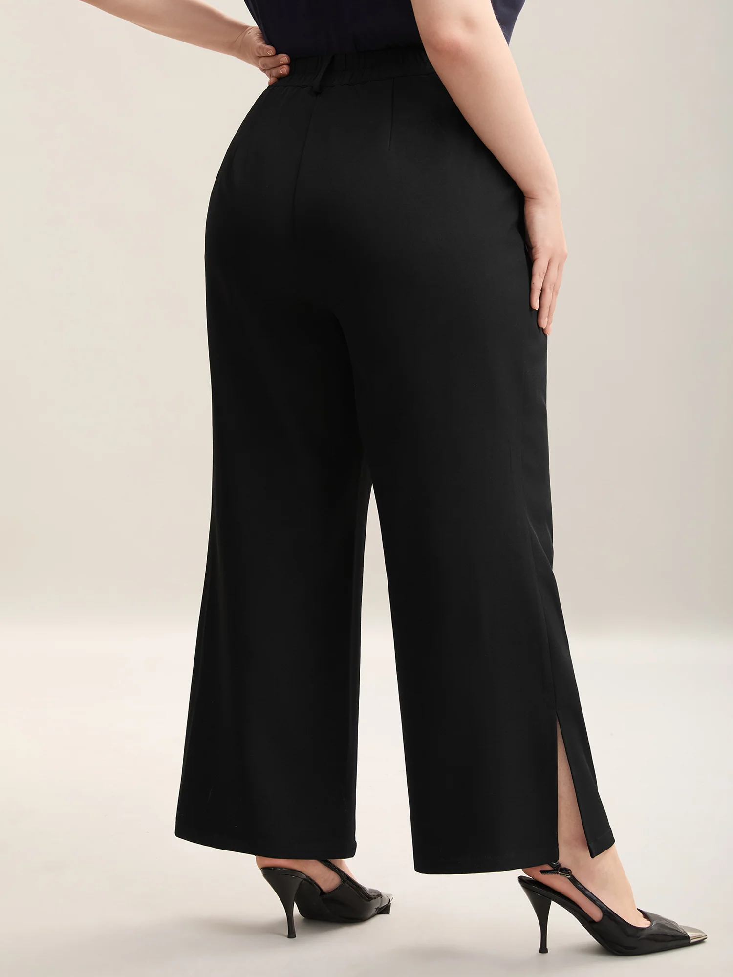 Side Slit Plain Bootcut Pants - Image 4