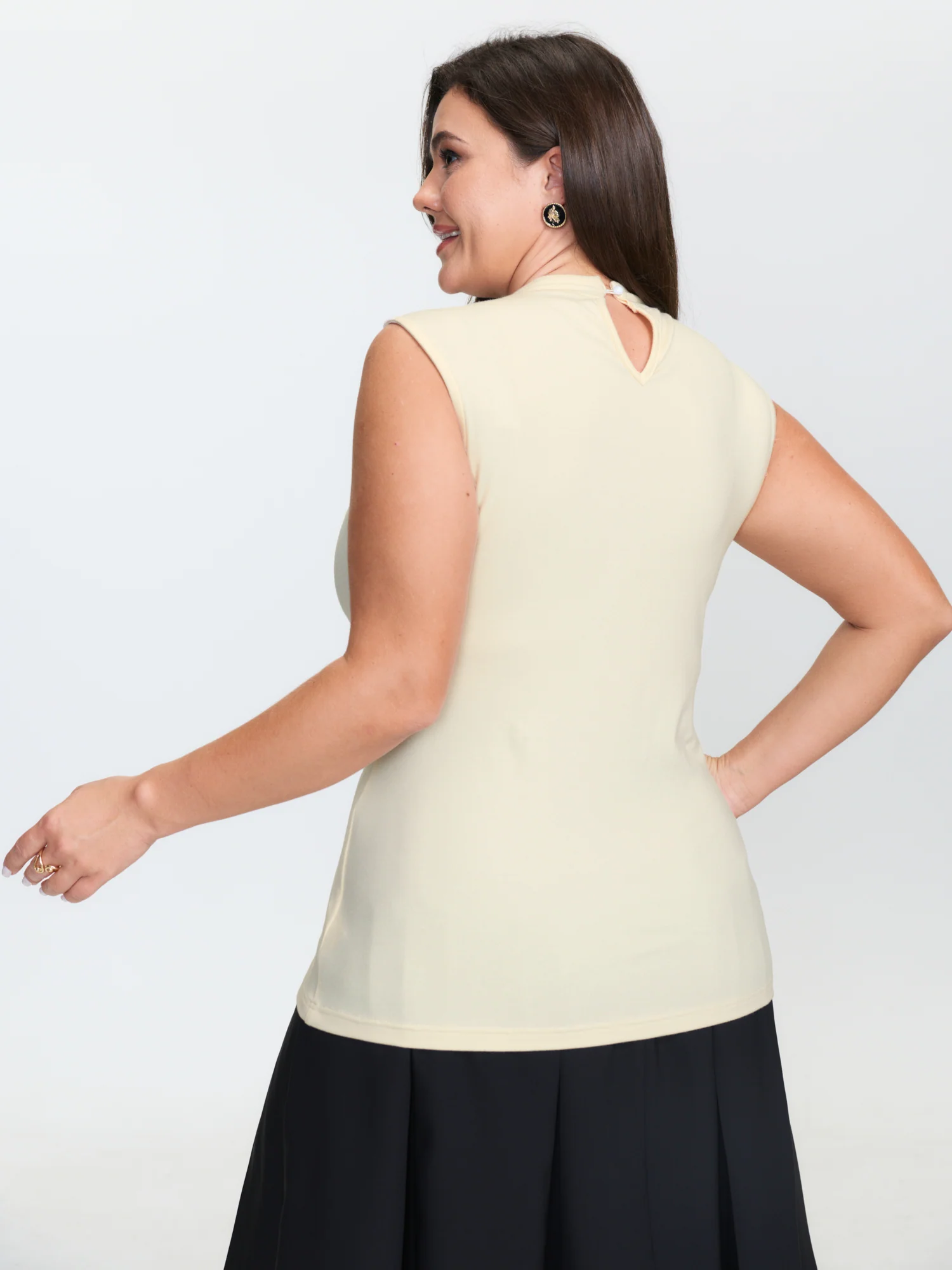 Side-Tie Neckline Stretchy Tank Top - Image 4