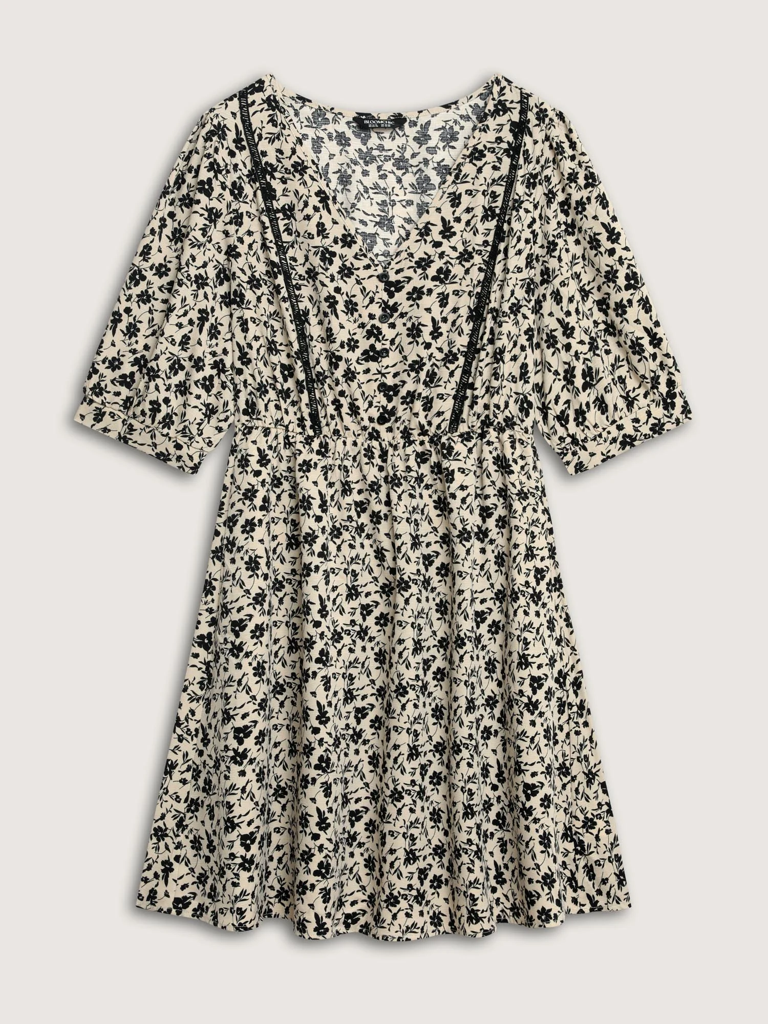 Silhouette Floral Cinched-Waist Midi Dress - Image 5