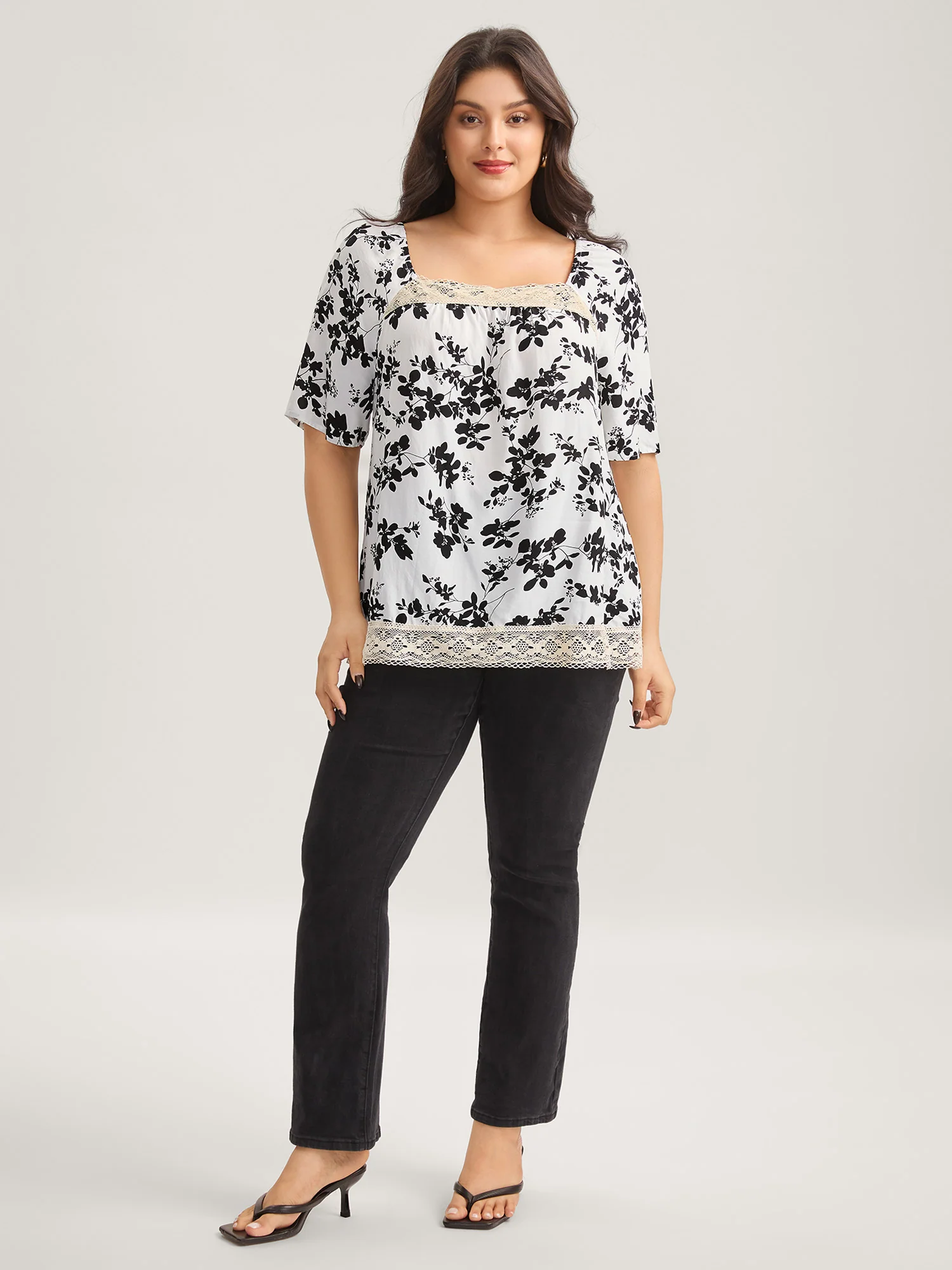 Silhouette Floral Lace Detail Blouse - Image 3