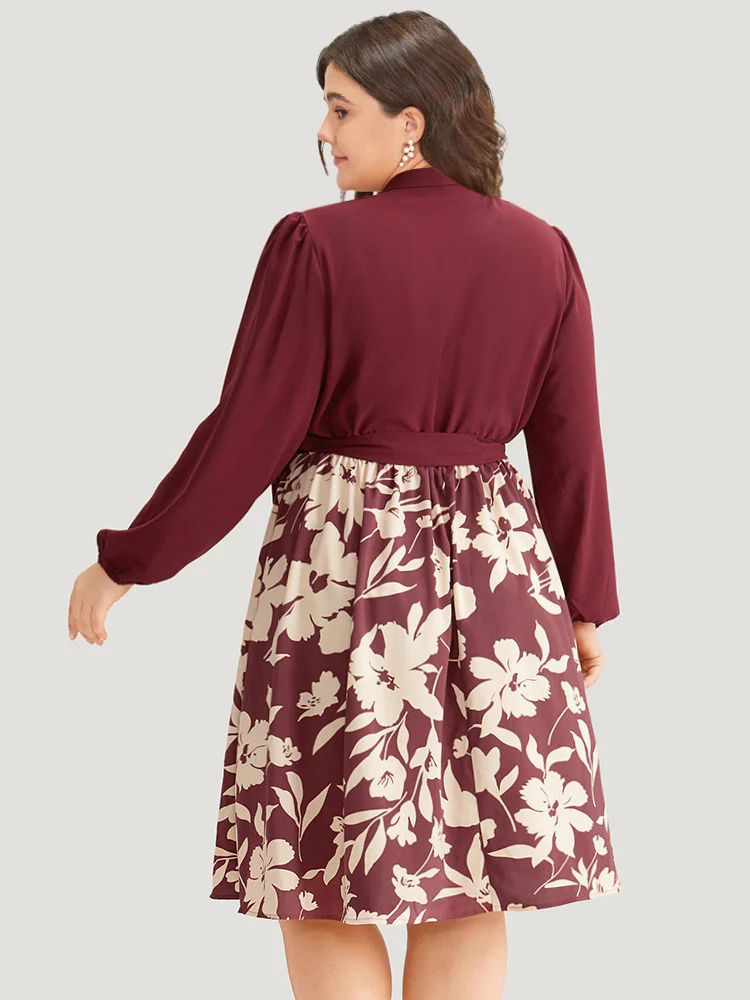 Silhouette Floral Print Belted Pleated Dress - Image 5