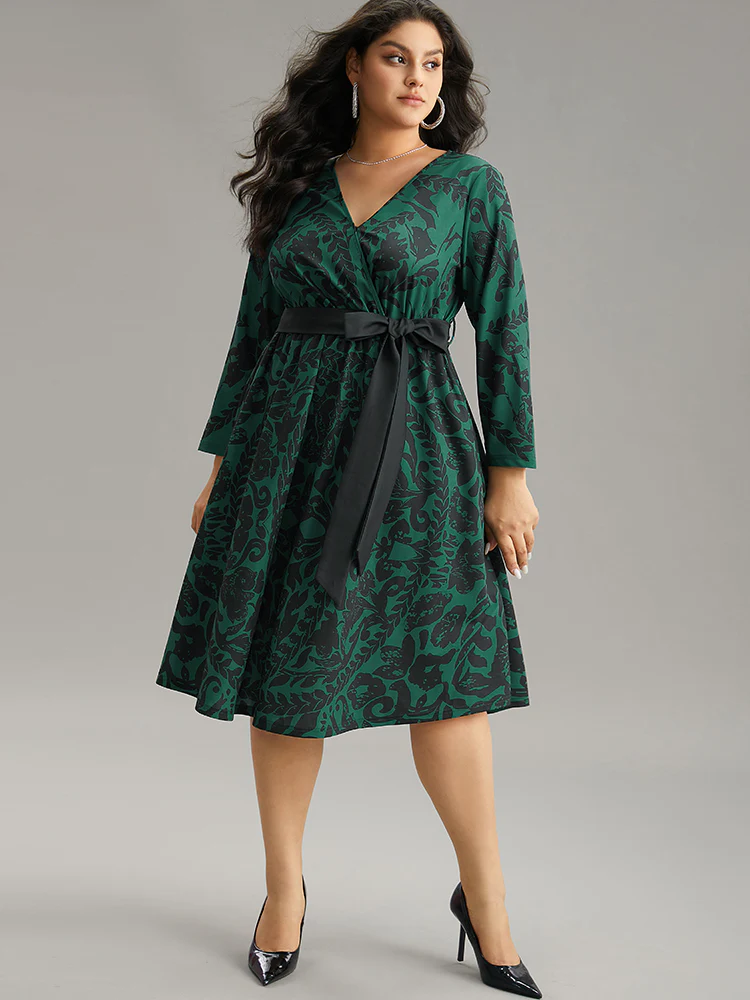 Silhouette Floral Print Belted Wrap Dress - Image 2