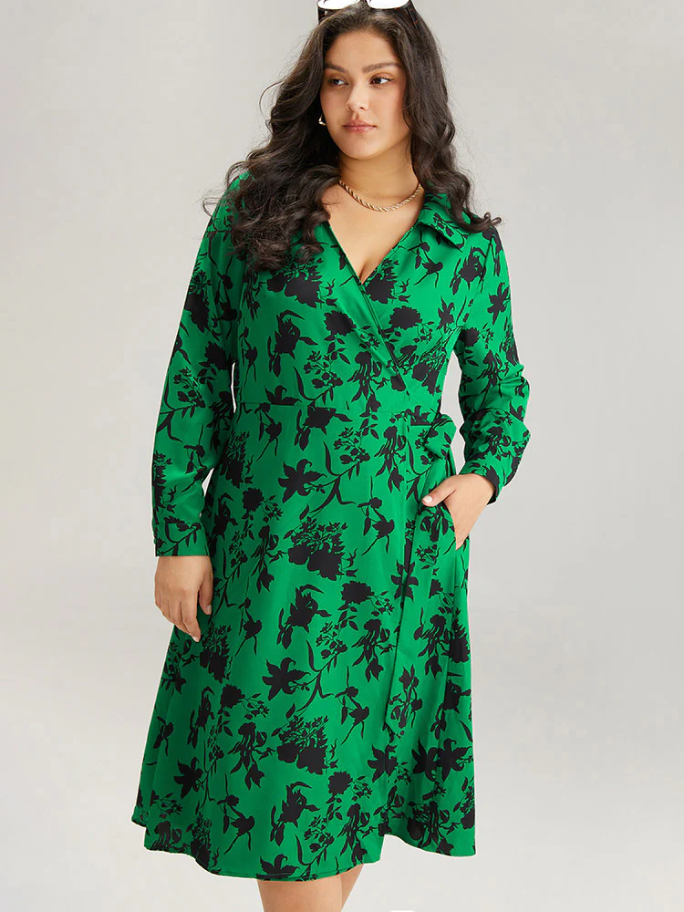 Silhouette Floral Print Bowknot Side Dress - Image 2