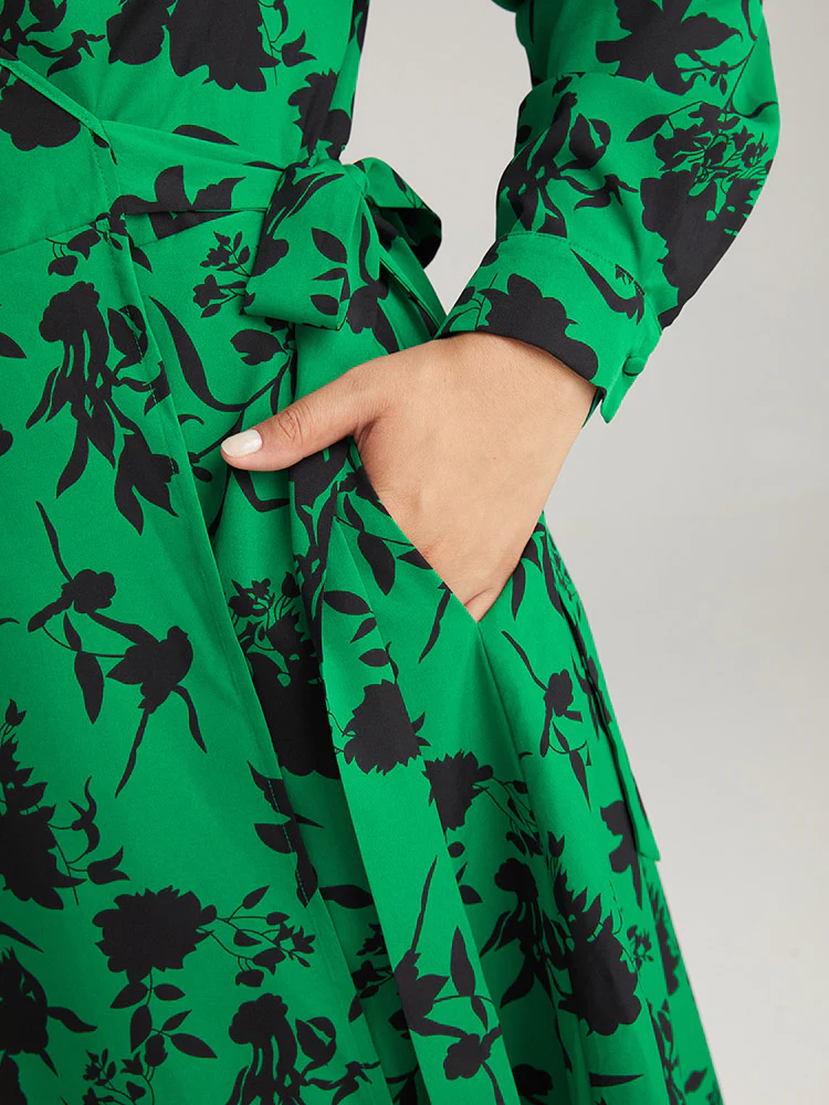 Silhouette Floral Print Bowknot Side Dress - Image 7