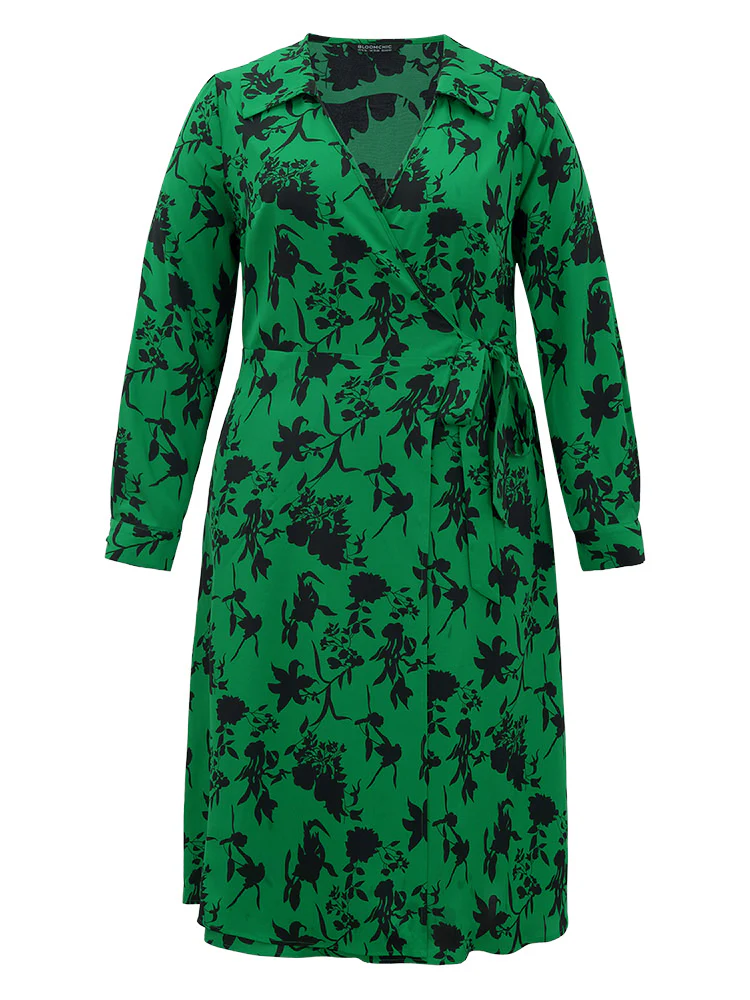 Silhouette Floral Print Bowknot Side Dress - Image 8