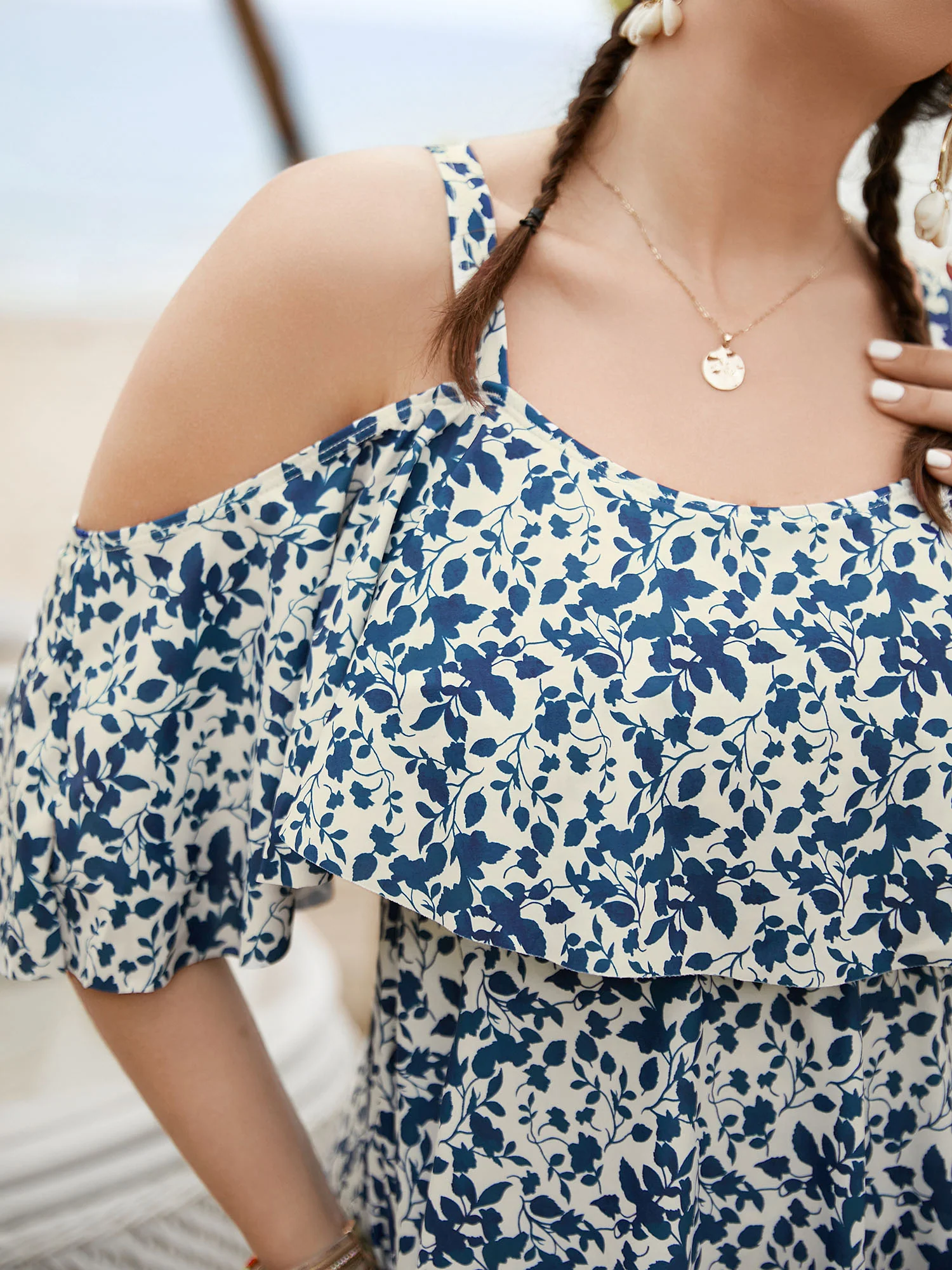 Bandana Print Cold Shoulder Swim Dress - Image 4