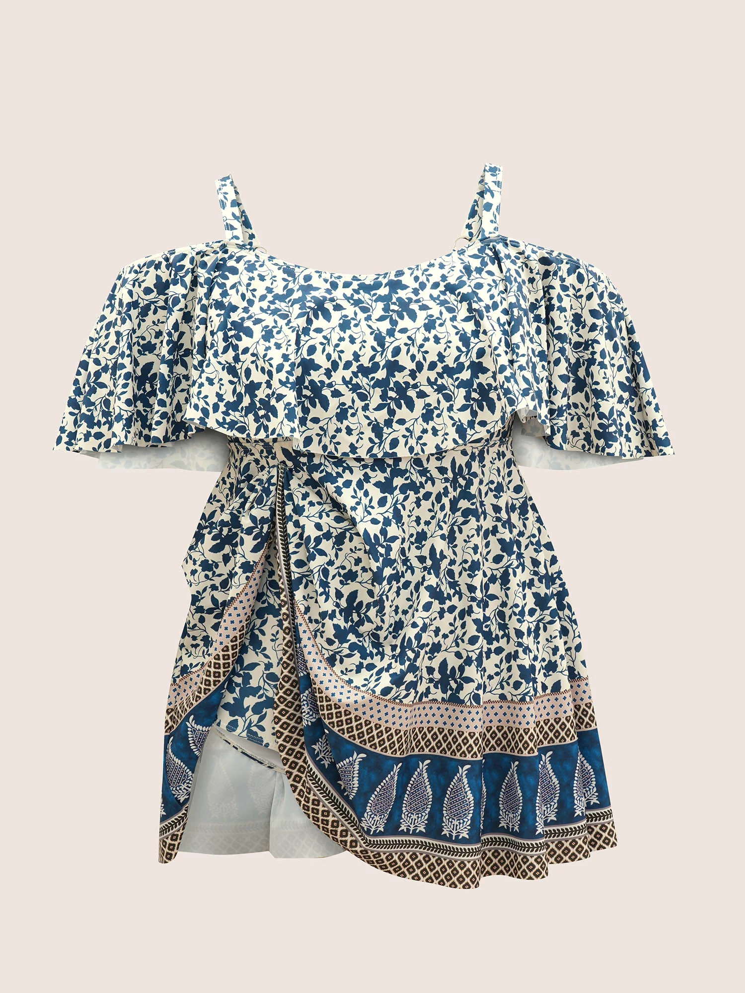 Bandana Print Cold Shoulder Swim Dress - Image 7
