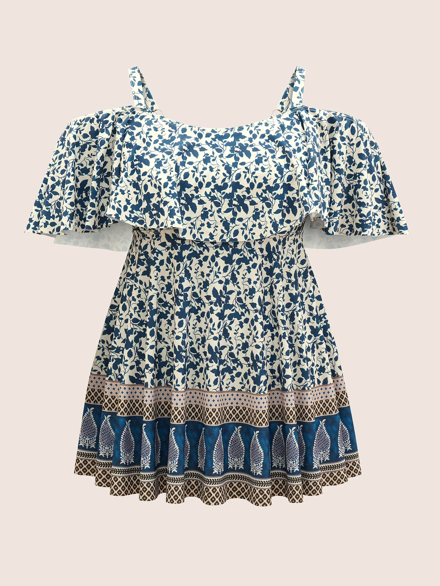 Bandana Print Cold Shoulder Swim Dress - Image 8