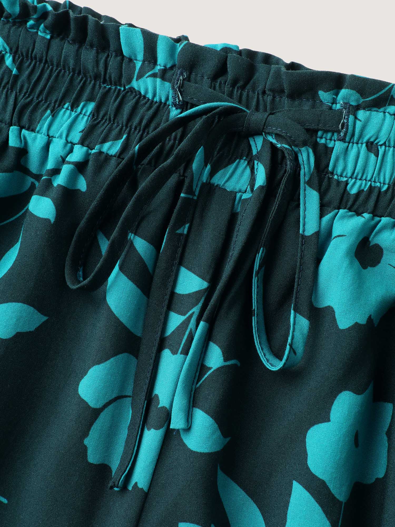 Silhouette Floral Print Drawstring Wide-Leg Pants - Image 7