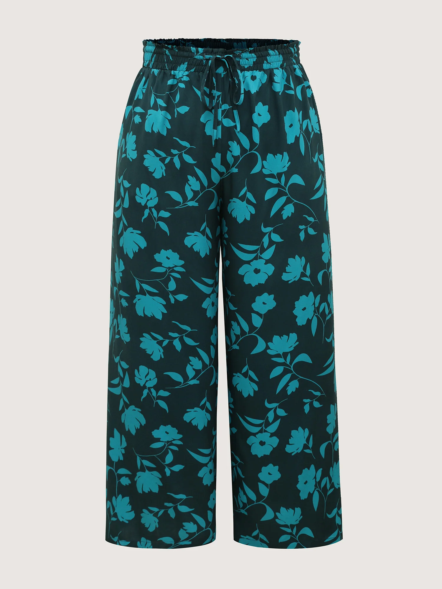 Silhouette Floral Print Drawstring Wide-Leg Pants - Image 8