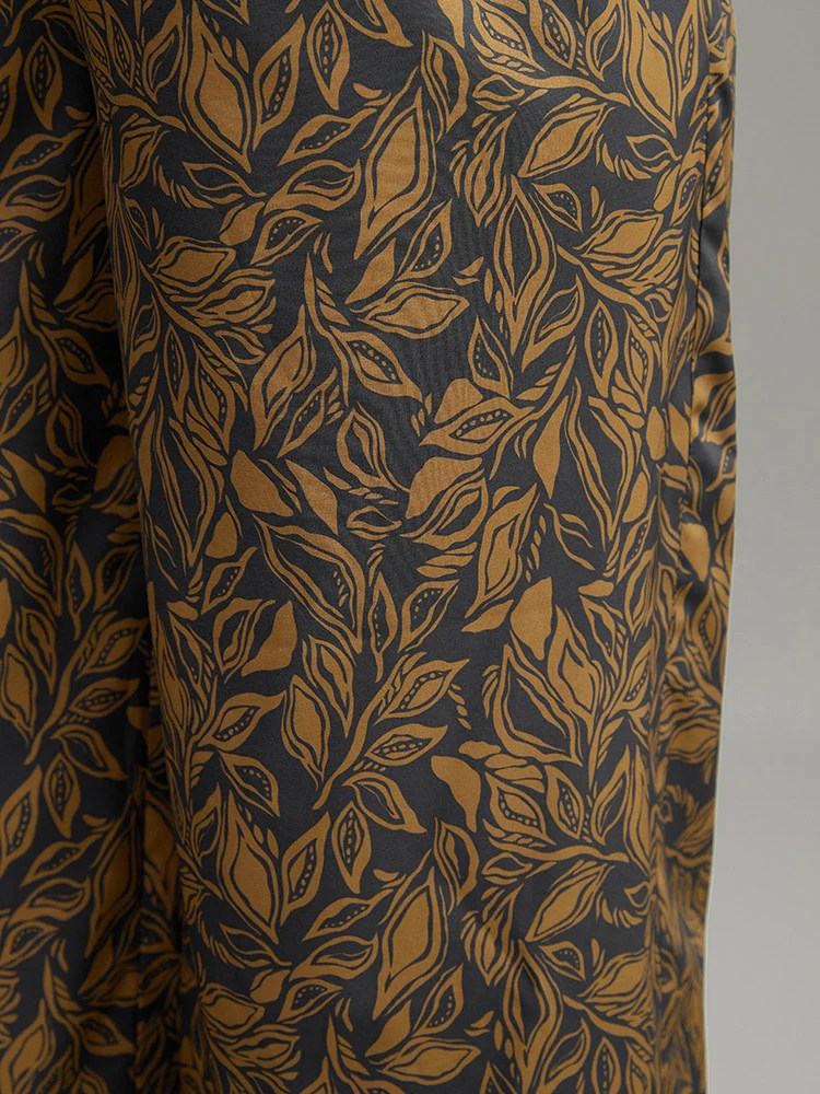 Silhouette Floral Print Elastic Waist Wide Leg Pants - Image 7
