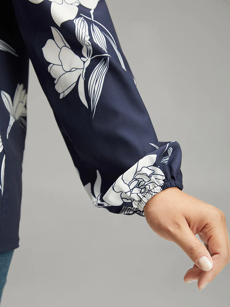 Silhouette Floral Print Frill Trim Pleated Blouse - Image 7
