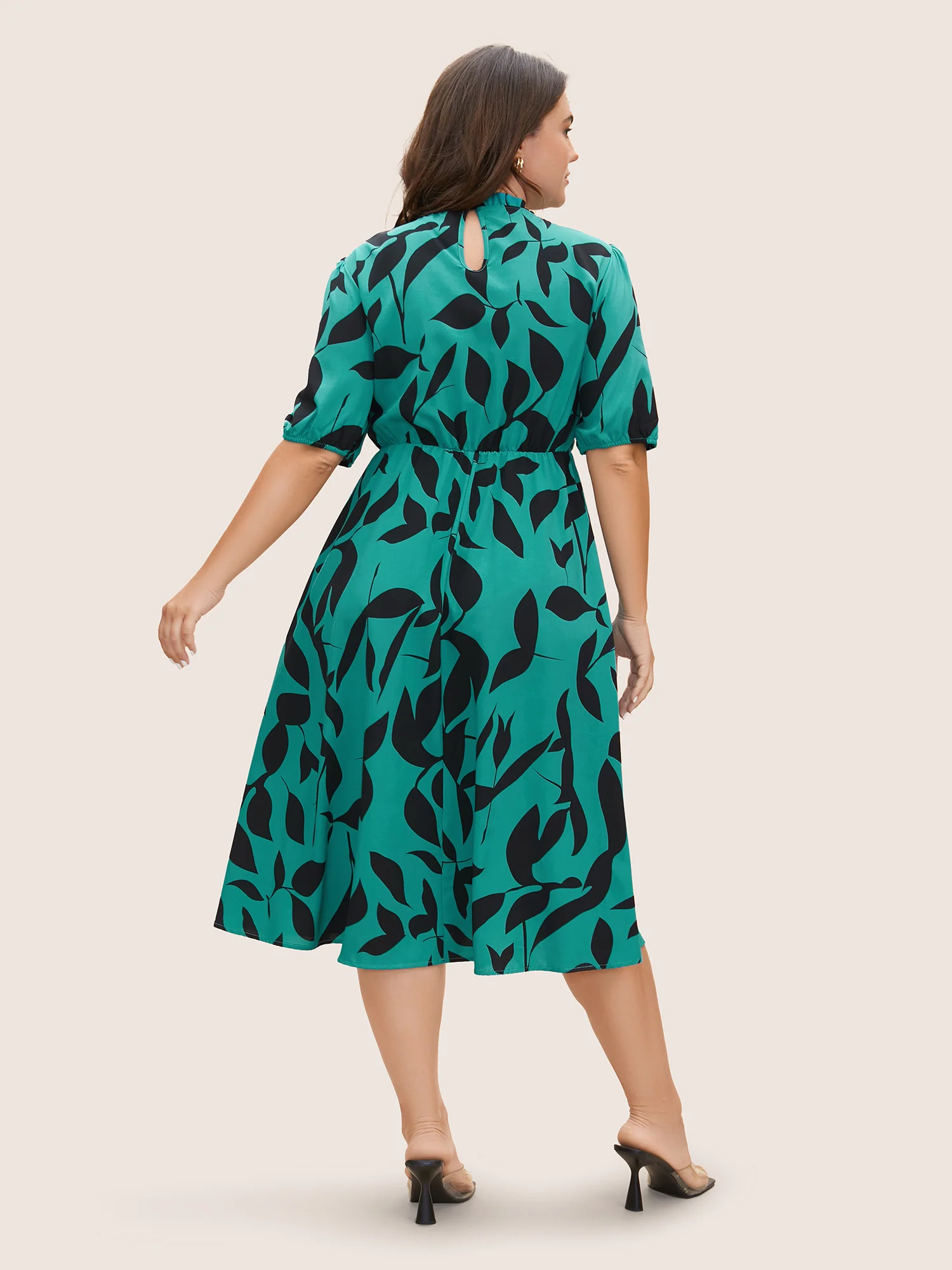 Silhouette Floral Print Mock Neck Midi Dress - Image 8