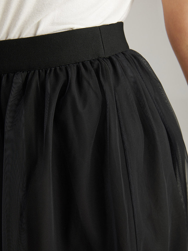 Silhouette Floral Print Ombre Mesh Skirt - Image 5