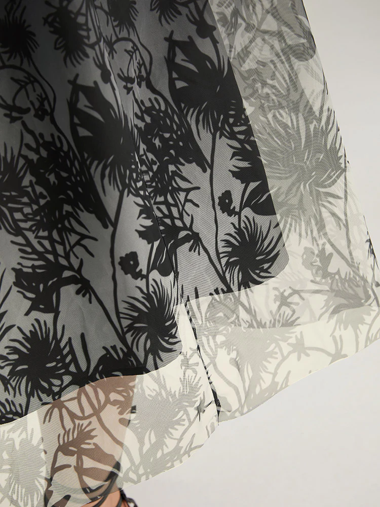 Silhouette Floral Print Ombre Mesh Skirt - Image 6