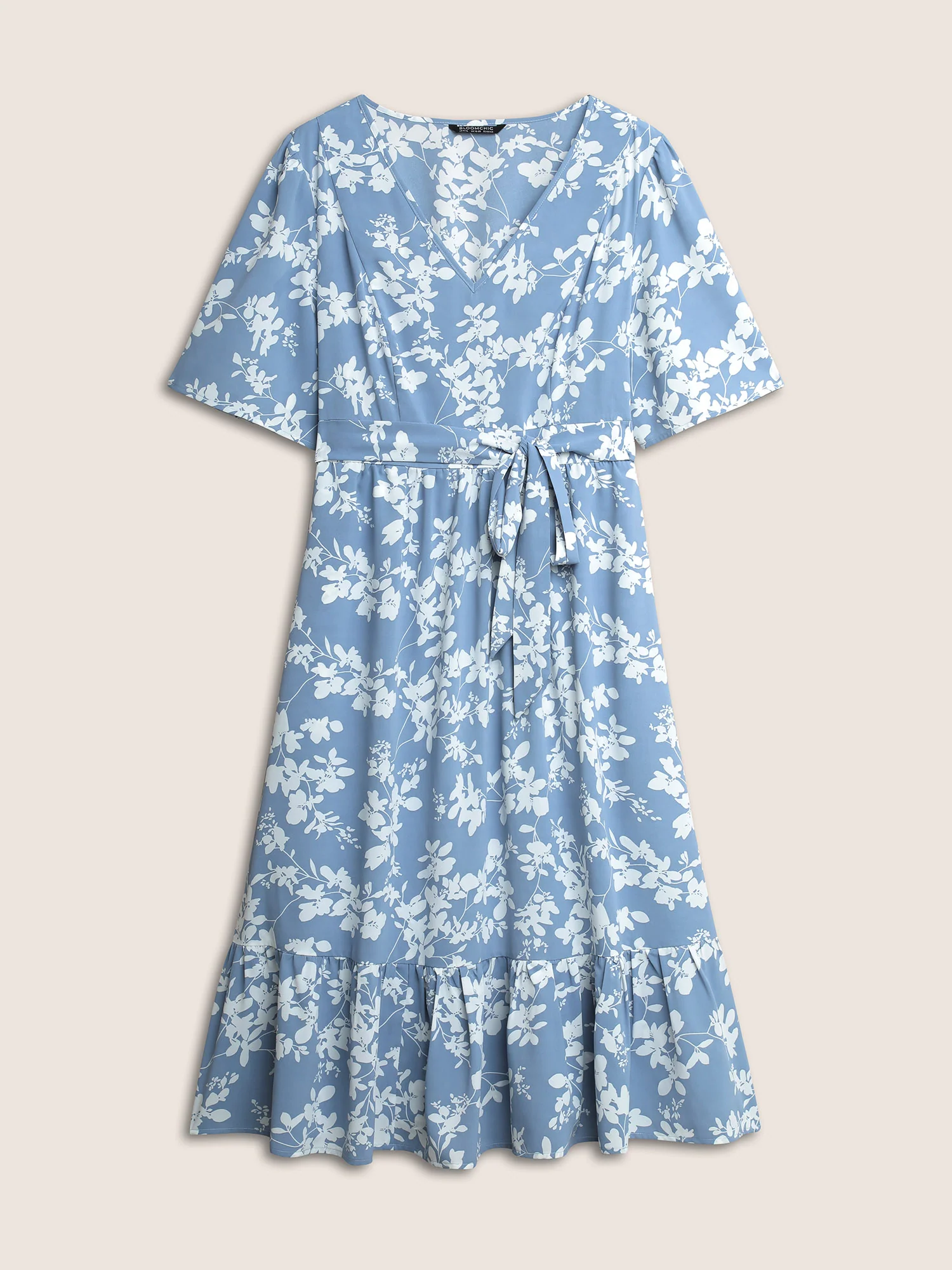 Silhouette Floral Print Patchwork Elastic Waist Dress - Image 7