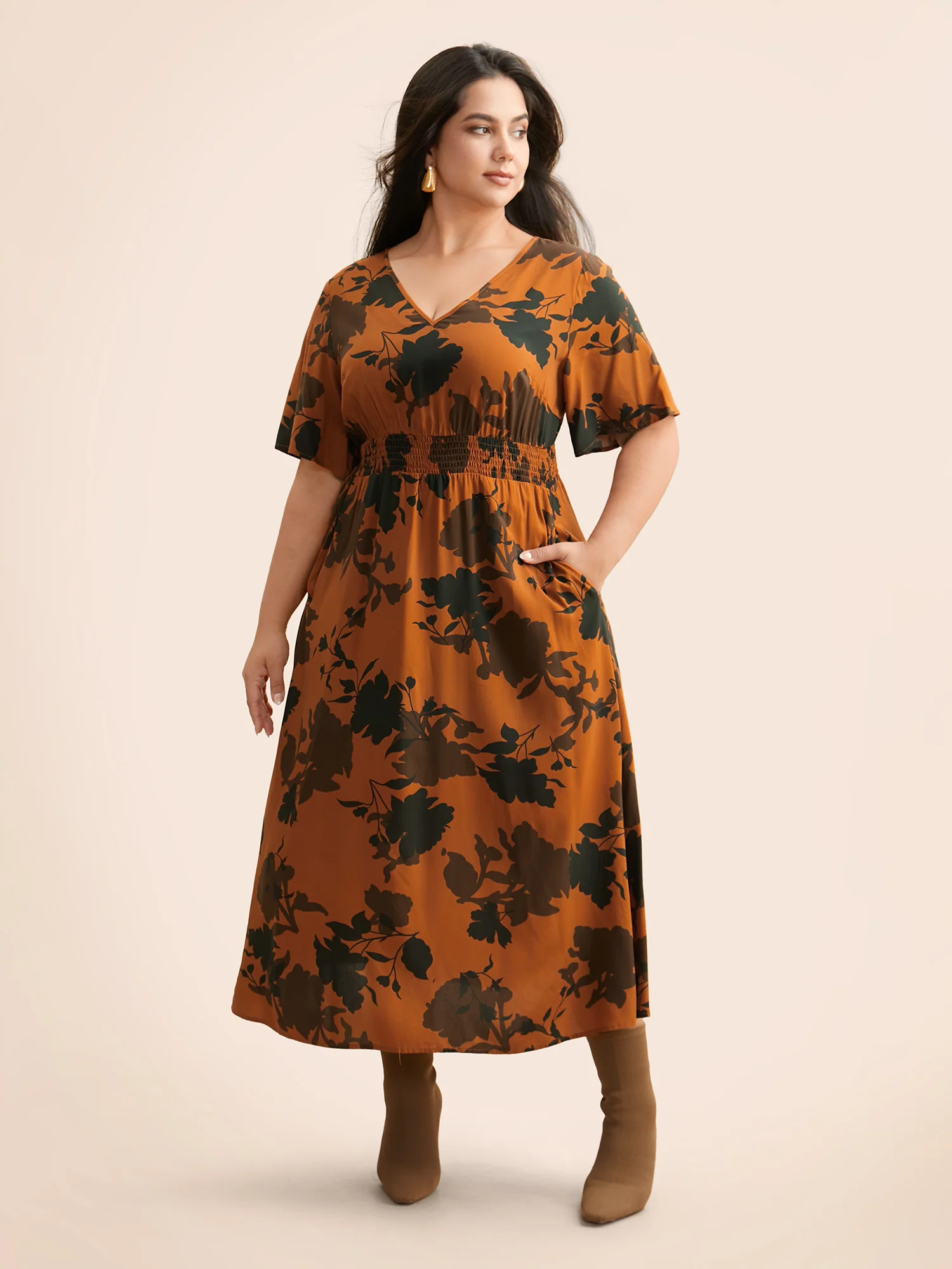 Silhouette Floral Print Ruffle Sleeve Dress - Image 3