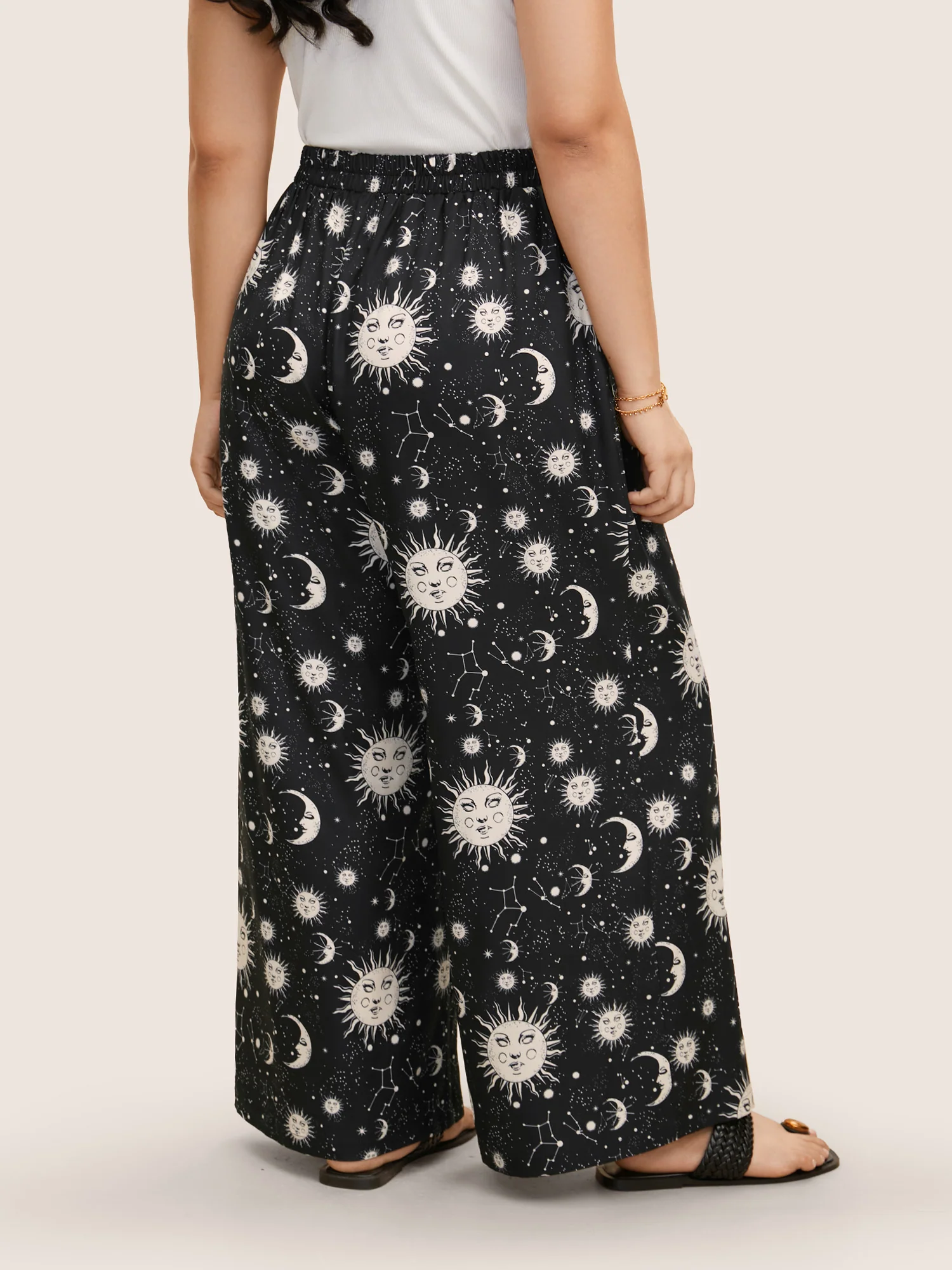 Silhouette Floral Print Ties Side Seam Pocket Pants - Image 13