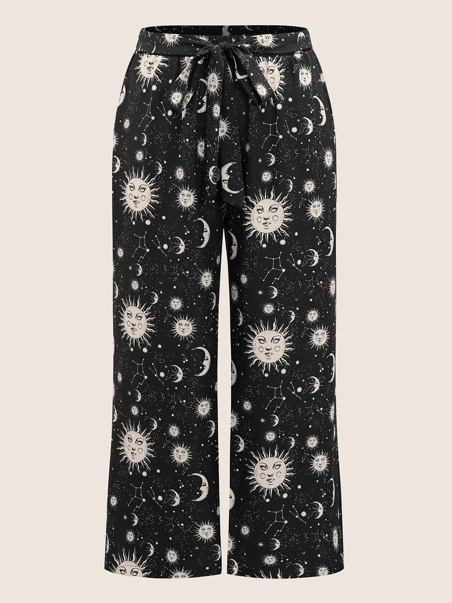 Silhouette Floral Print Ties Side Seam Pocket Pants - Image 14