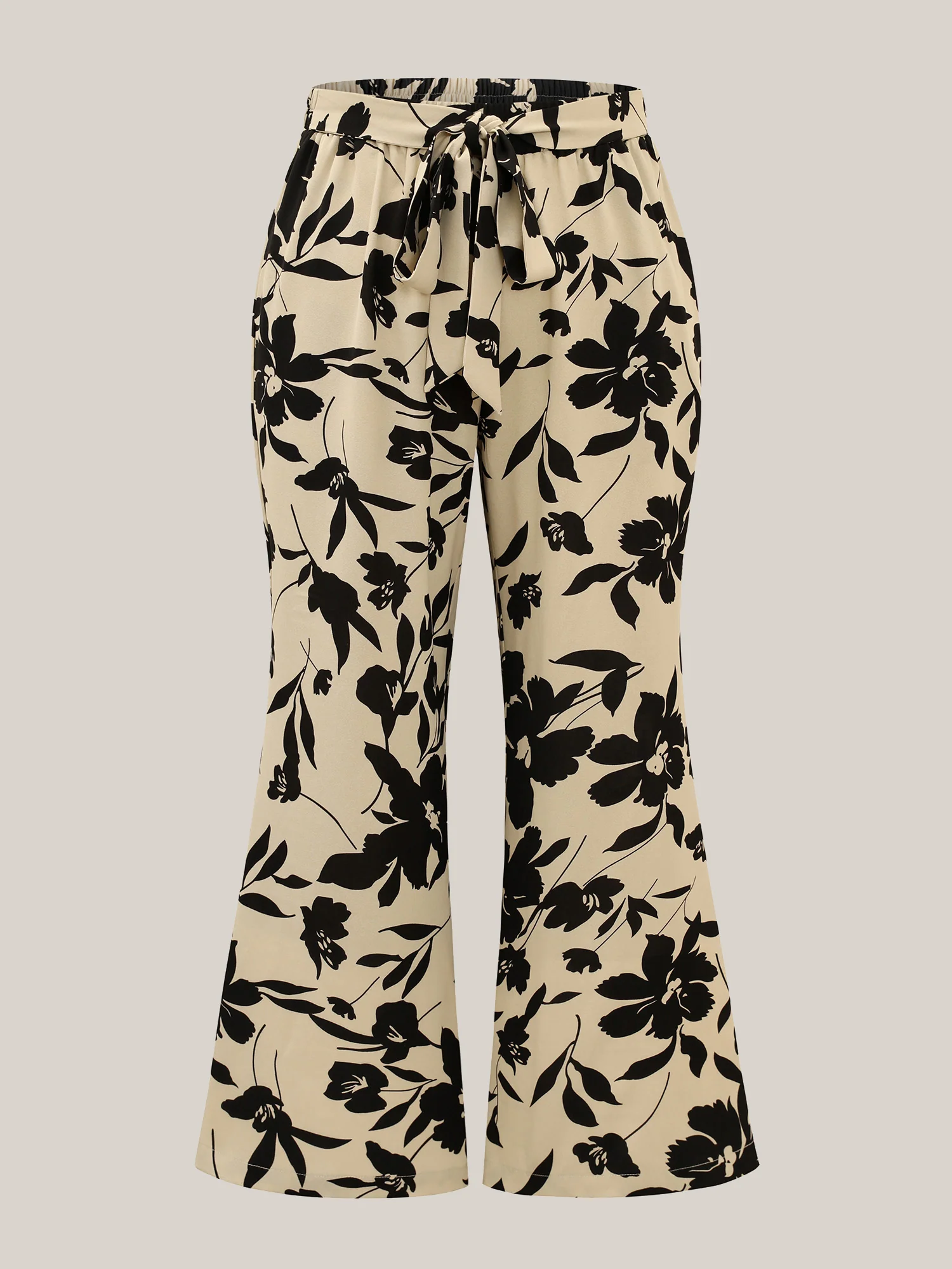 Silhouette Floral Print Ties Side Seam Pocket Pants - Image 6