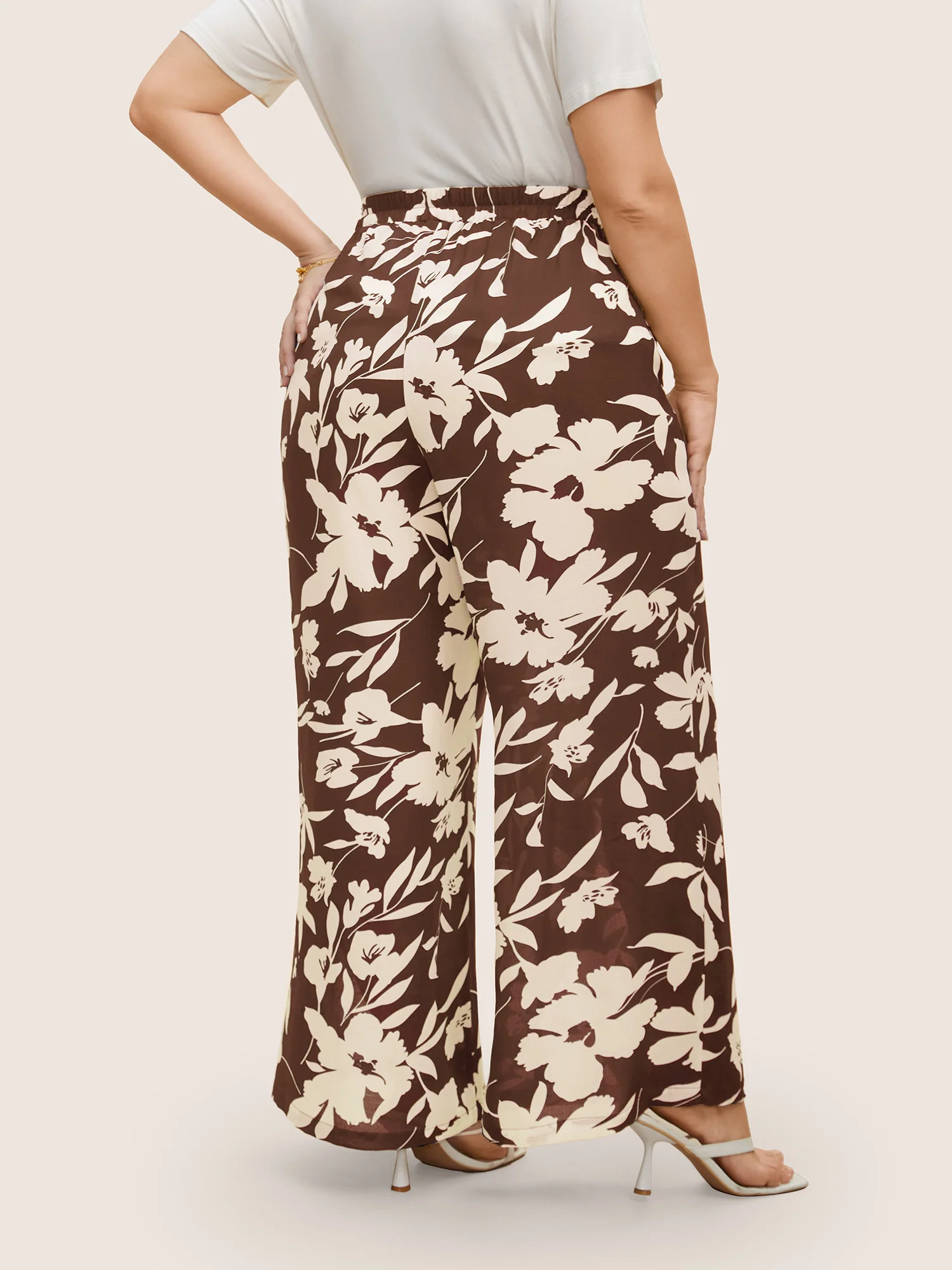 Silhouette Floral Print Ties Side Seam Pocket Pants - Image 8