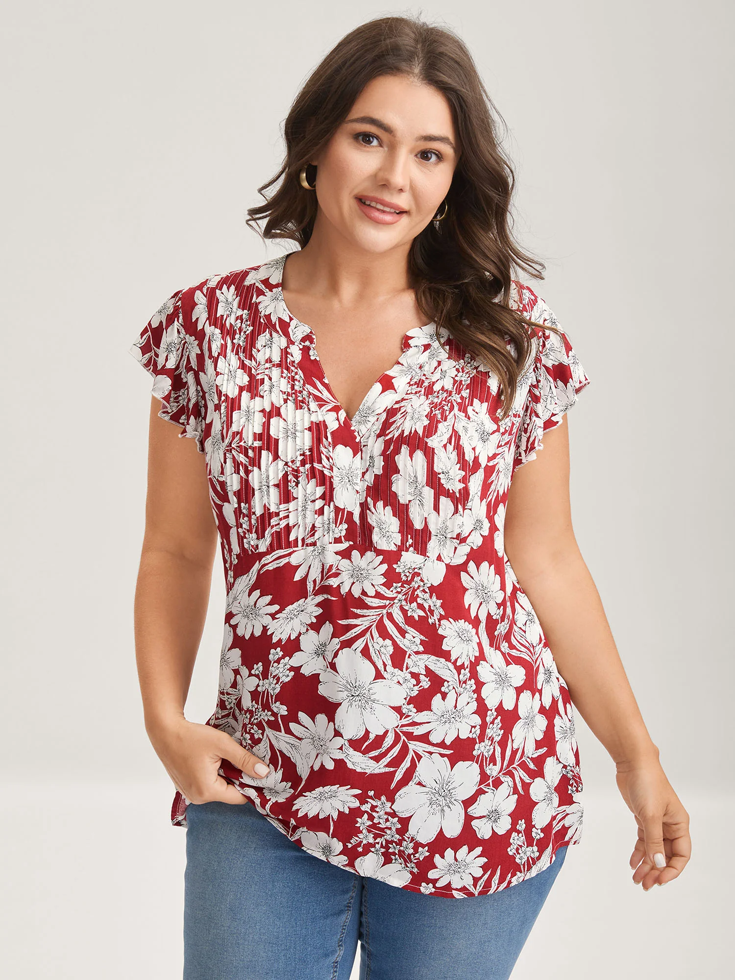 Silhouette Floral Toothpick Pleat Blouse - Image 2