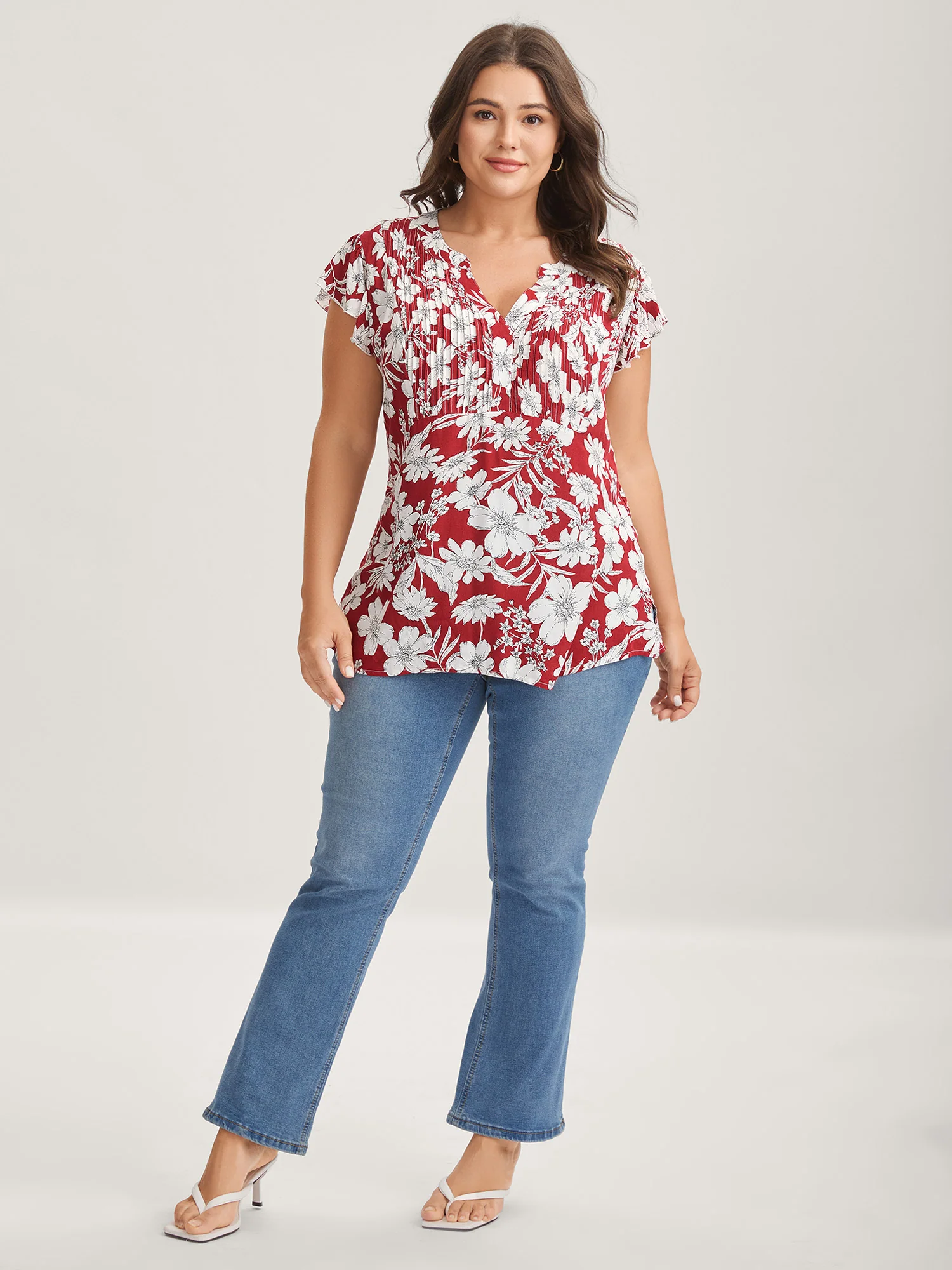 Silhouette Floral Toothpick Pleat Blouse - Image 4