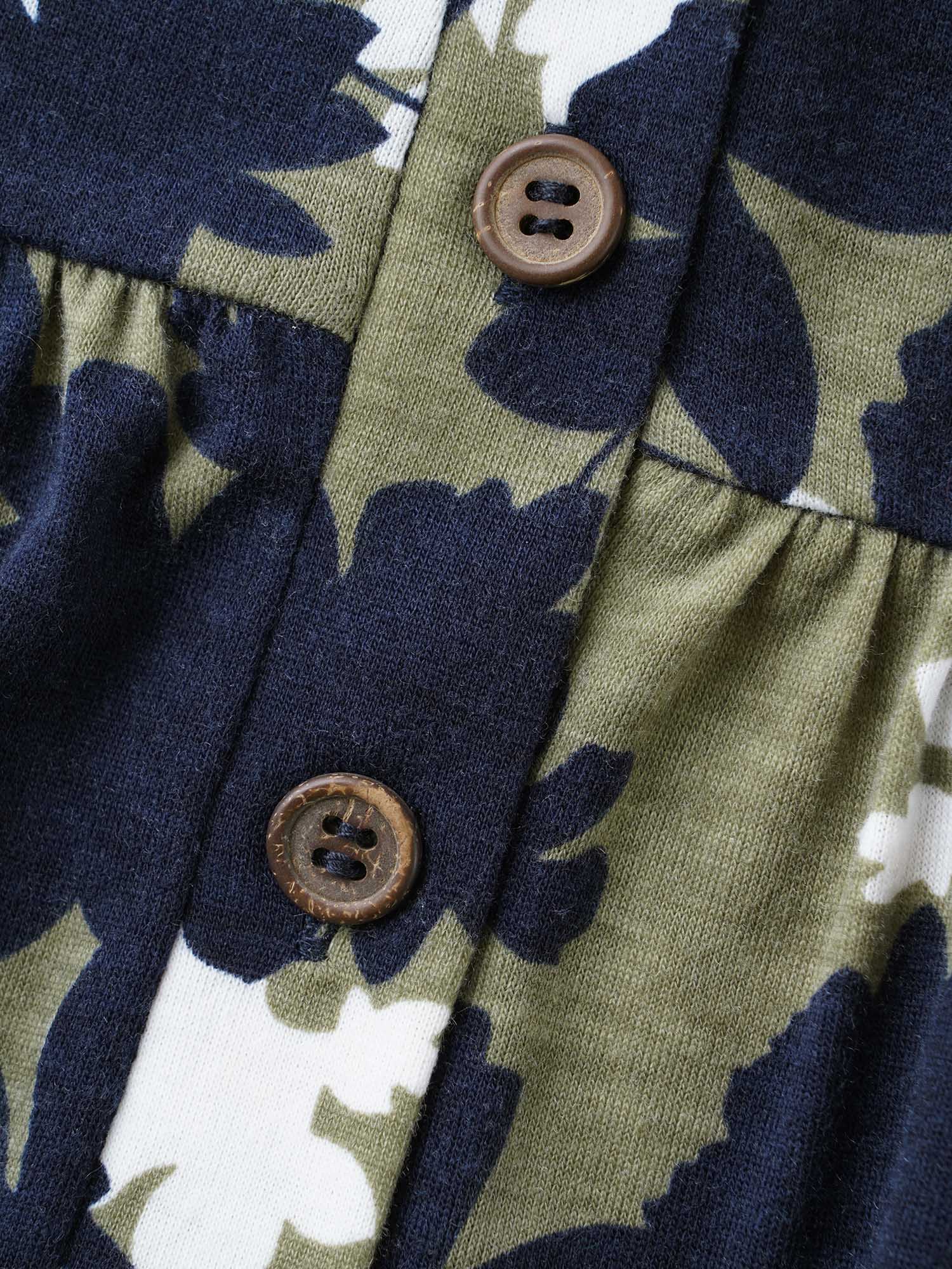 Silhouette Flower Button Placket Jersey Top - Image 5