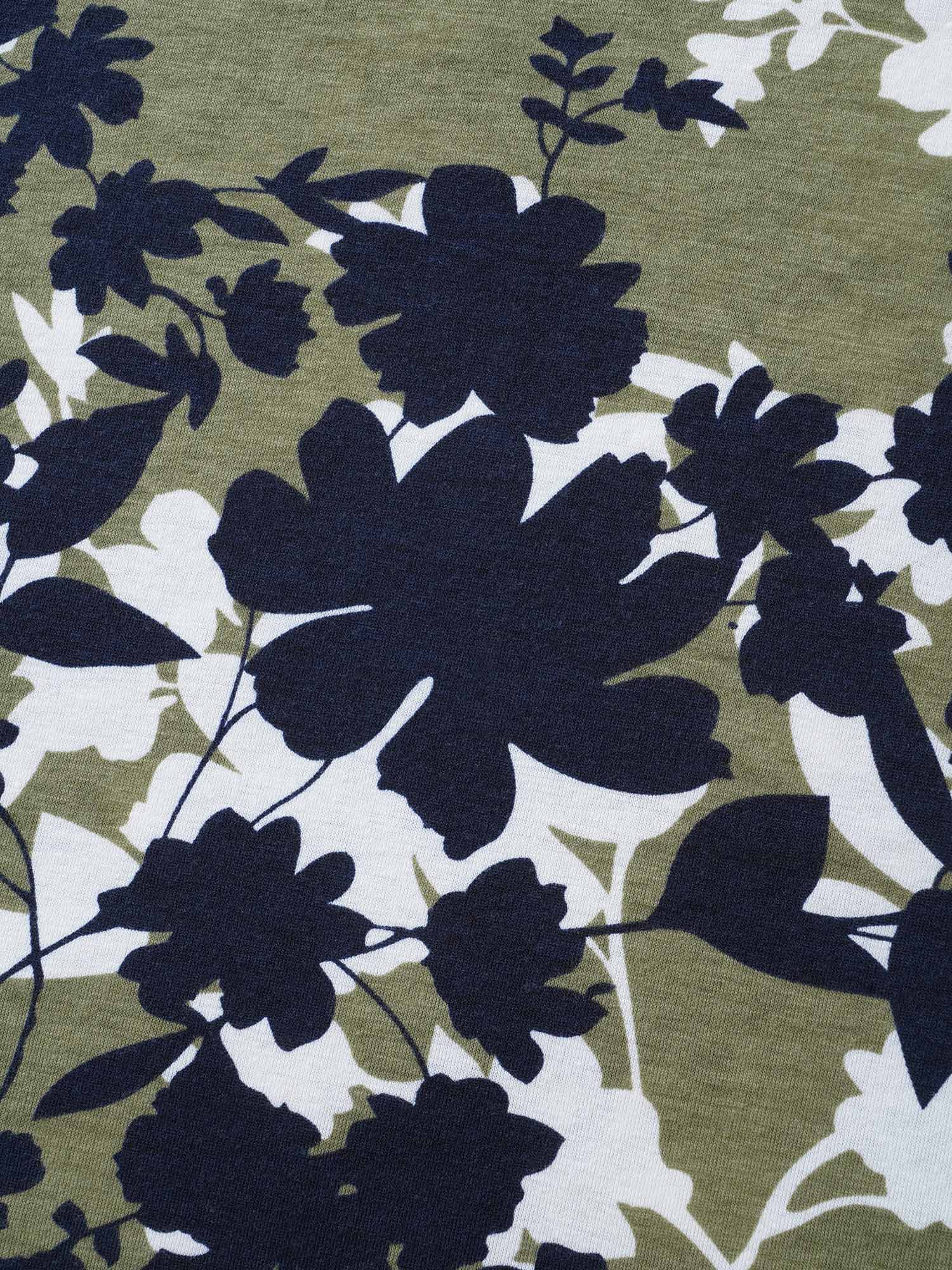 Silhouette Flower Button Placket Jersey Top - Image 6