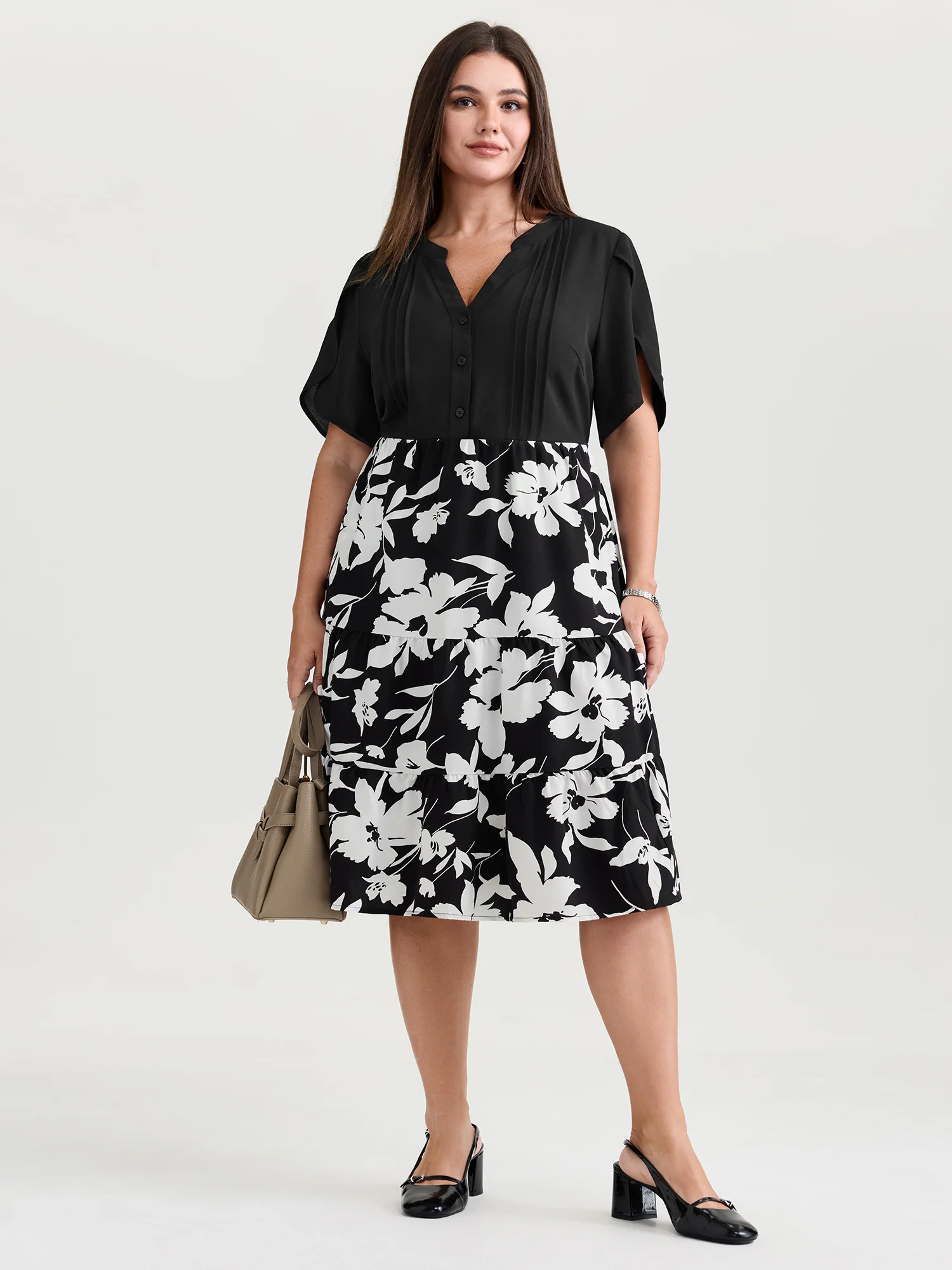 Silhouette Flower Color Contrast Mini Dress - Image 3
