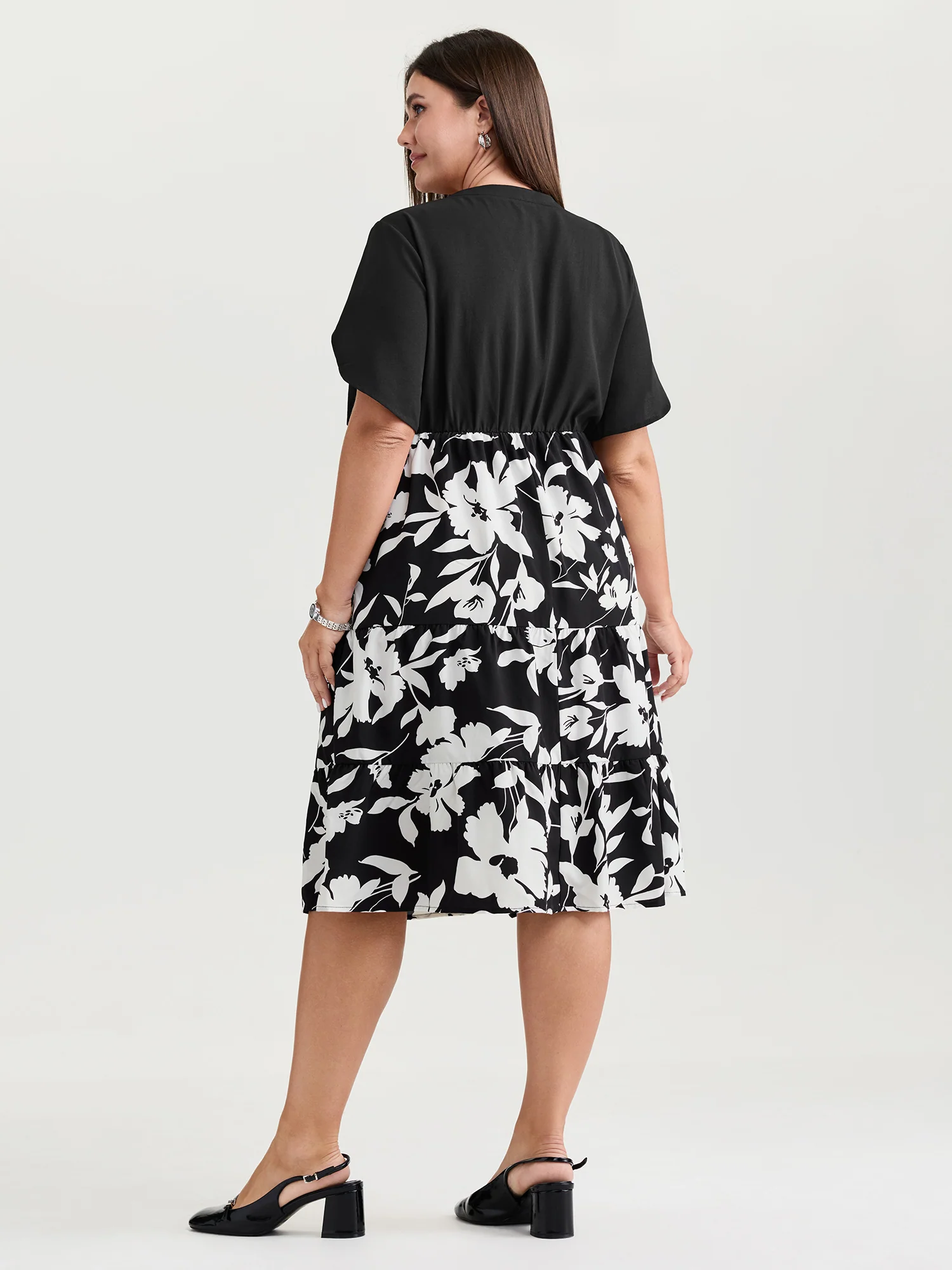 Silhouette Flower Color Contrast Mini Dress - Image 4