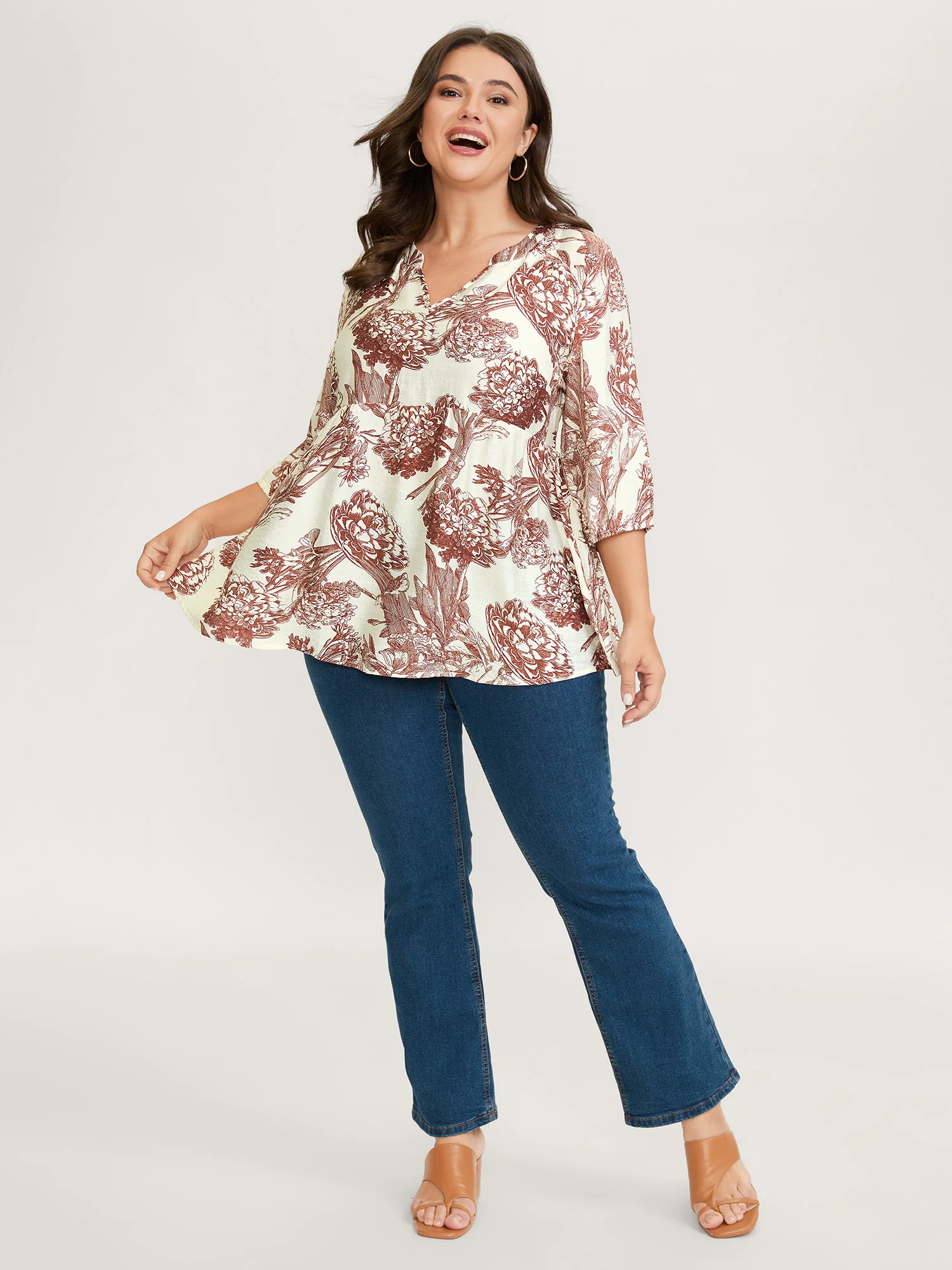 Silhouette Flower Flared Tunic Top - Image 3