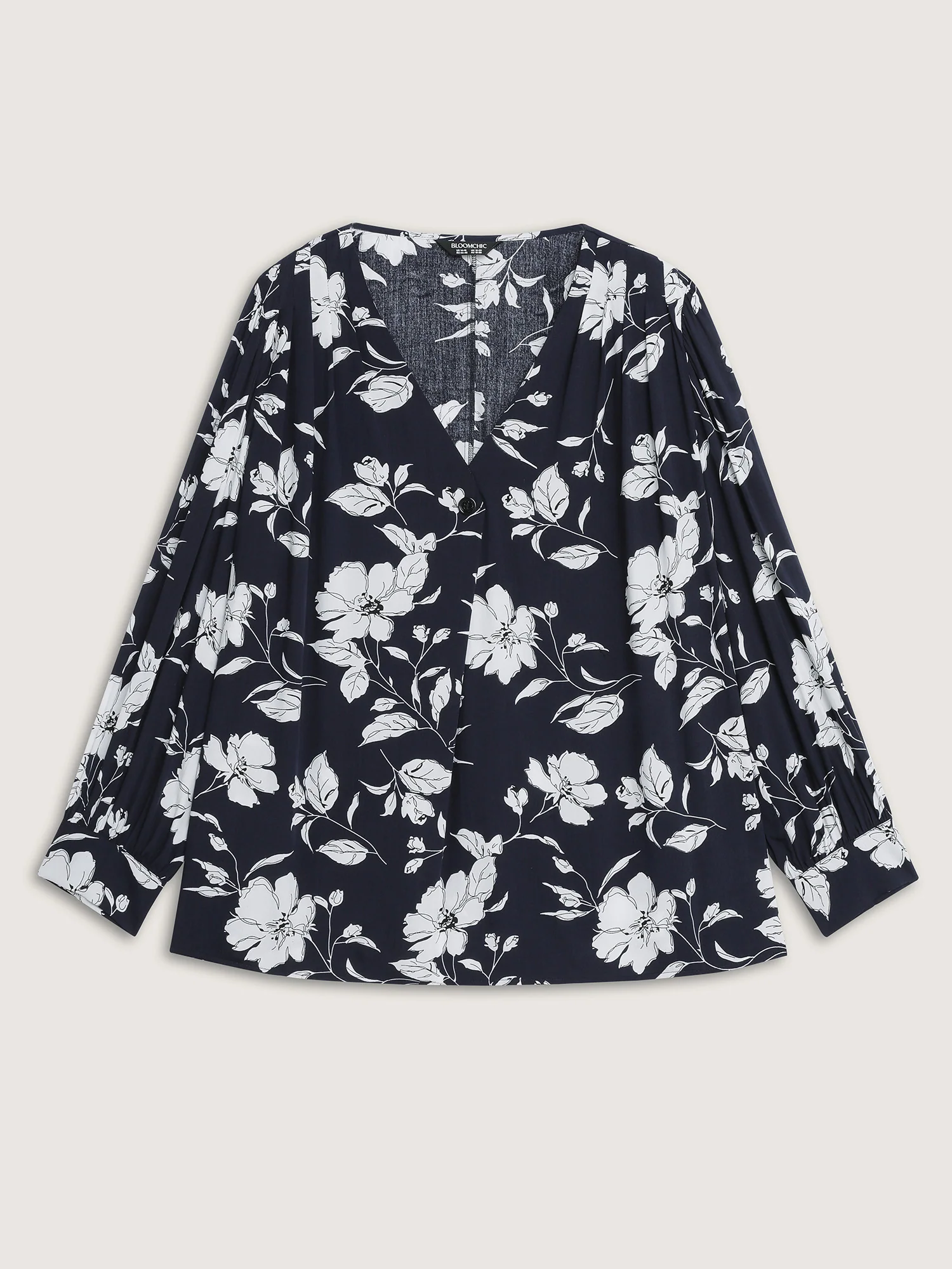 Silhouette Flower Pleated Shoulder Blouse - Image 5