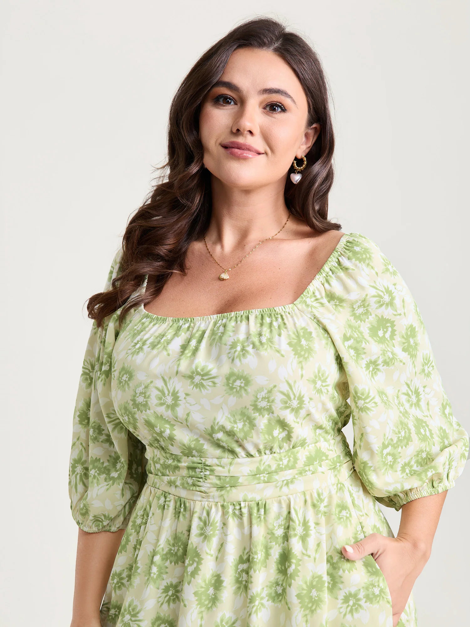 Silhouette Flower Pleated Waist Mini Dress - Image 2