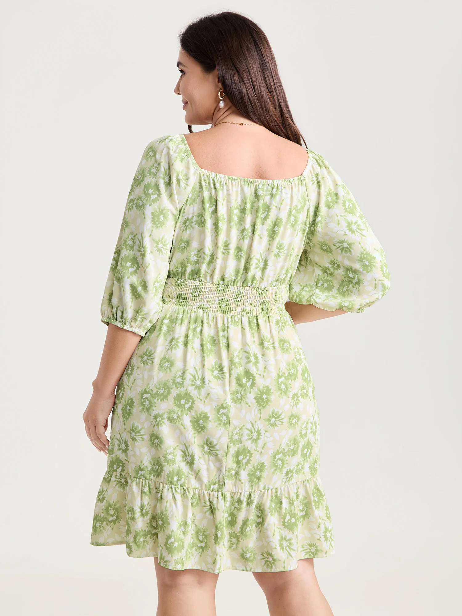 Silhouette Flower Pleated Waist Mini Dress - Image 4