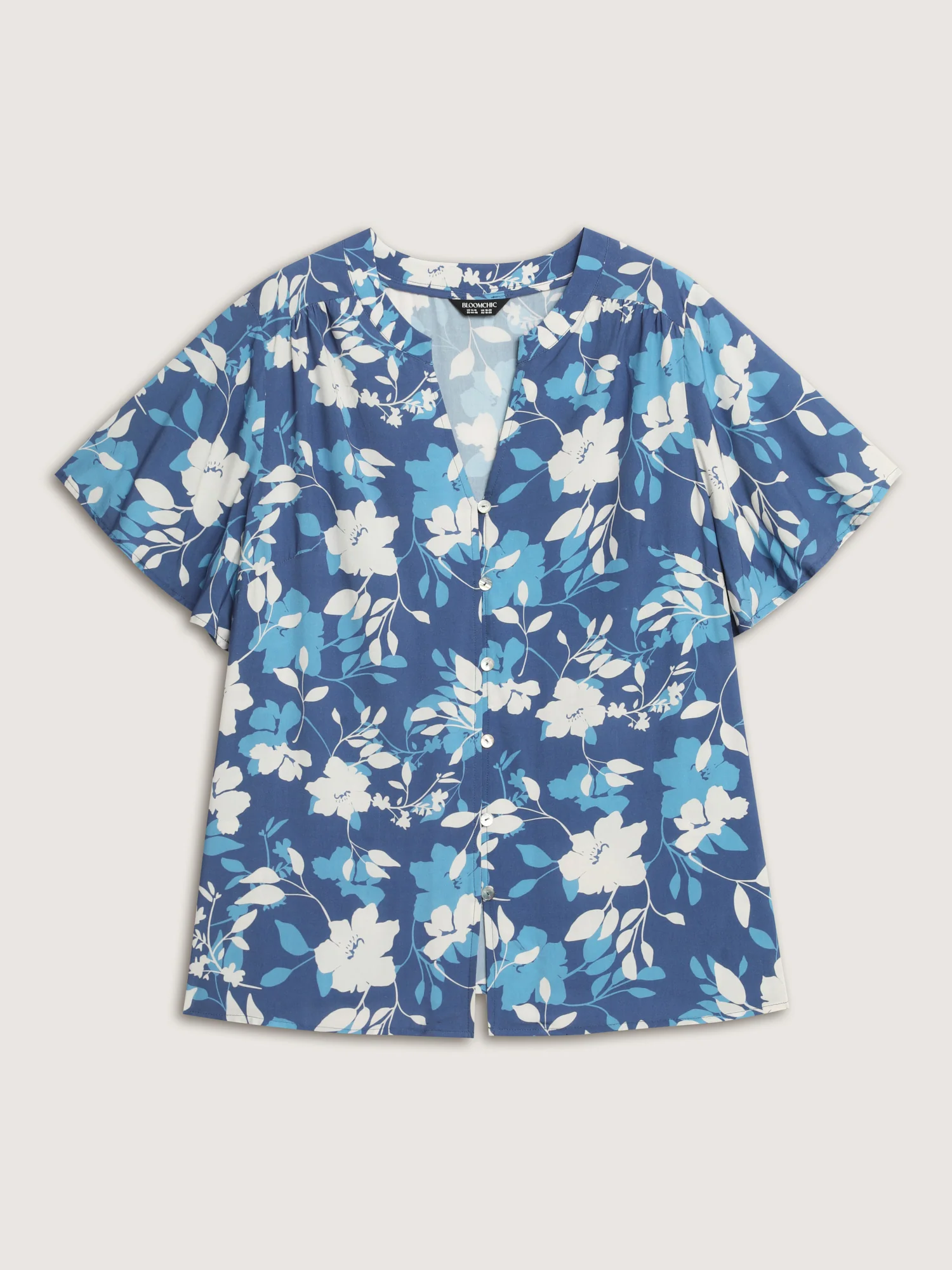 Silhouette Flower Print Button-Down Blouse - Image 6