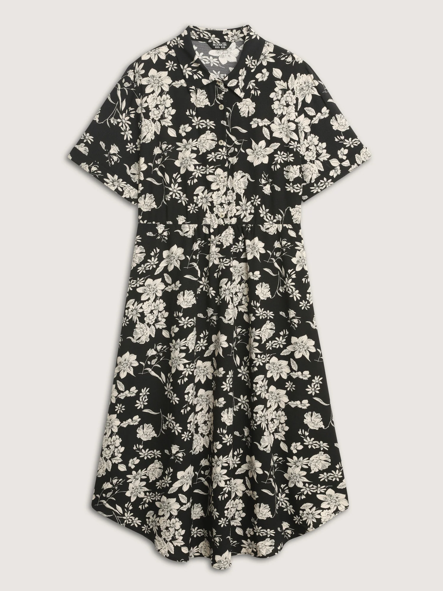 Silhouette Flower Print Collar Maxi Dress - Image 8