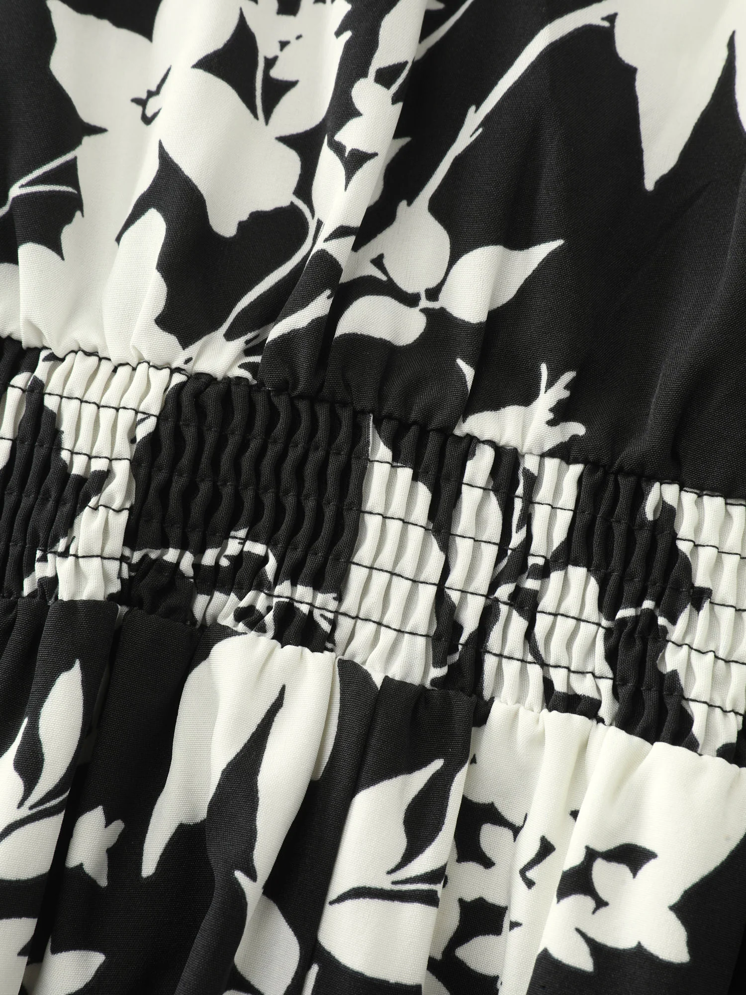 Silhouette Flower Print Pockets Adjustable Midi Dress - Image 5