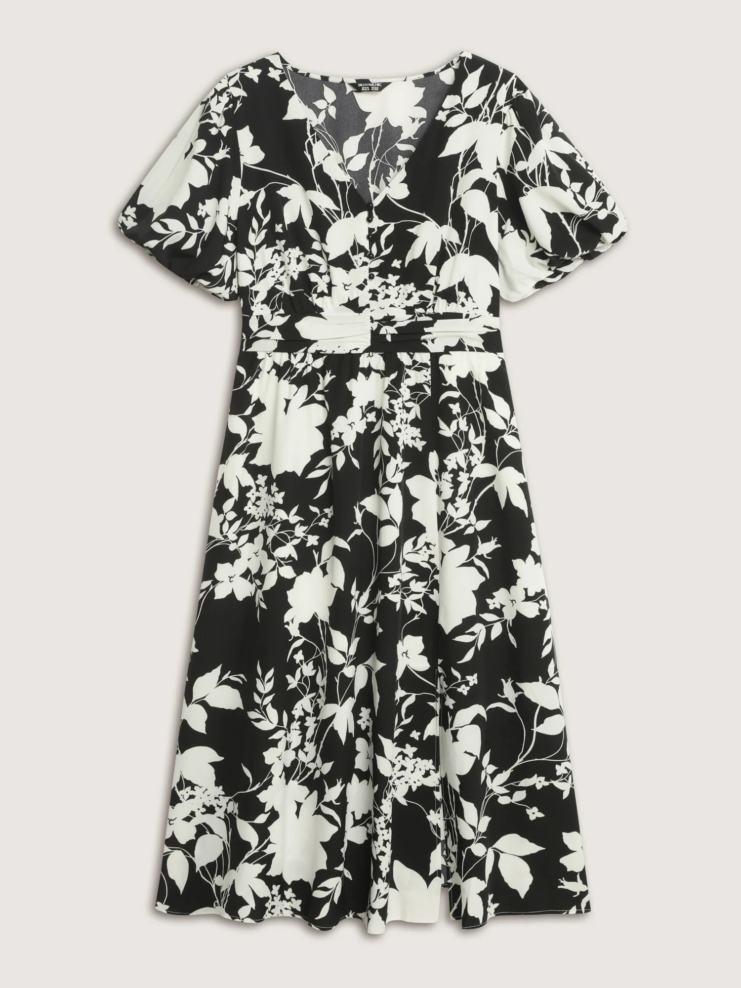 Silhouette Flower Print Pockets Adjustable Midi Dress - Image 7
