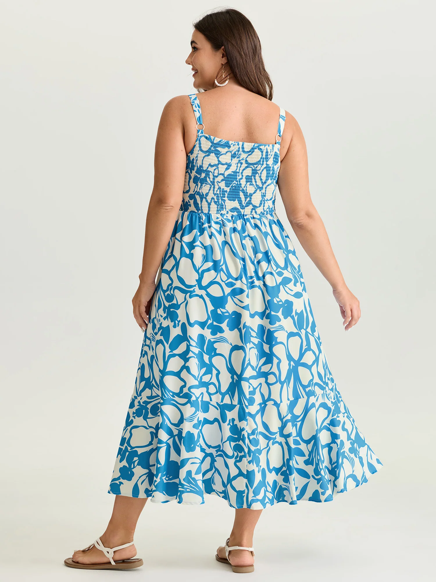 Silhouette Flower Print Shirred Cami Midi Dress - Image 4