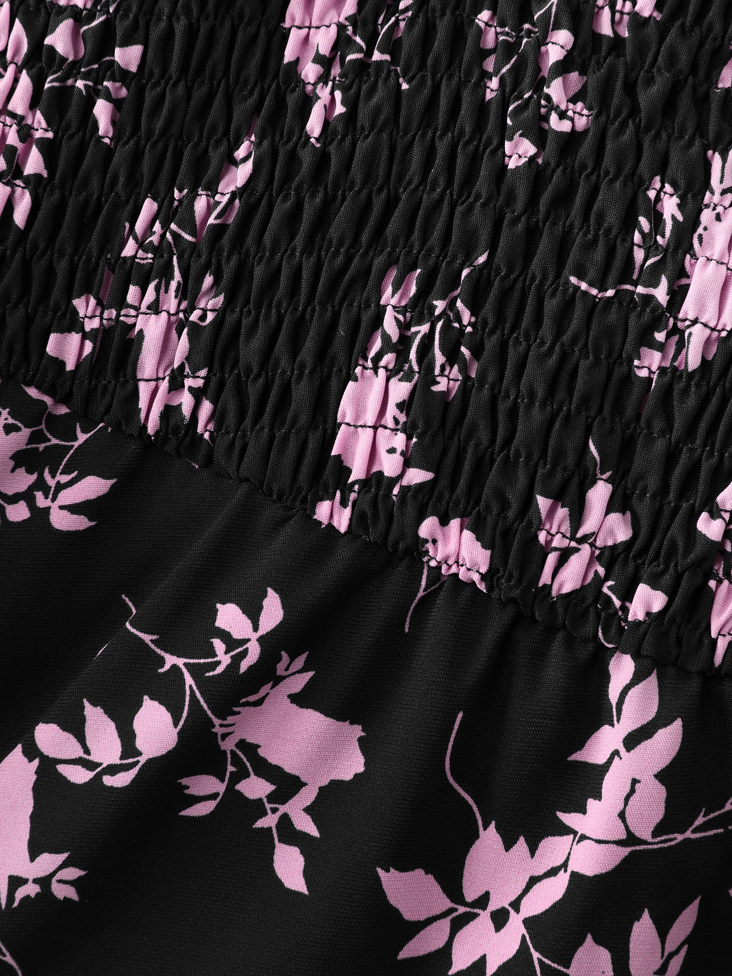 Silhouette Flower Print Shirred Stretchy Waist Midi Dress - Image 5