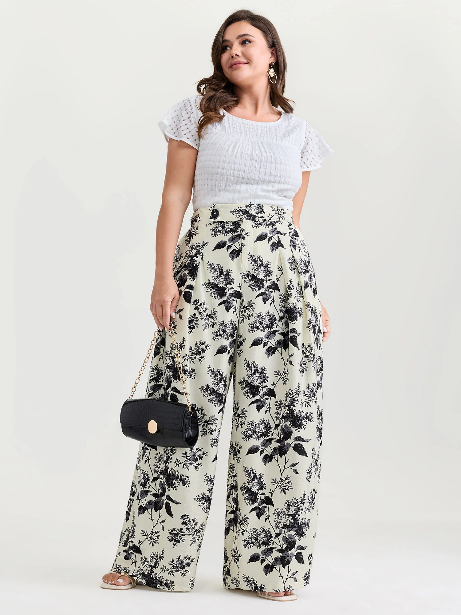 Silhouette Flower Print Wide-Leg Pants - Image 2
