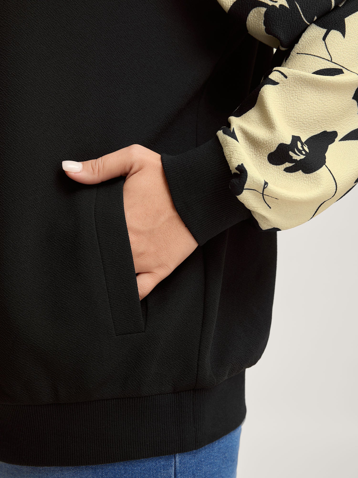 Silhouette Flower Print Zipper-Front Jacket - Image 5