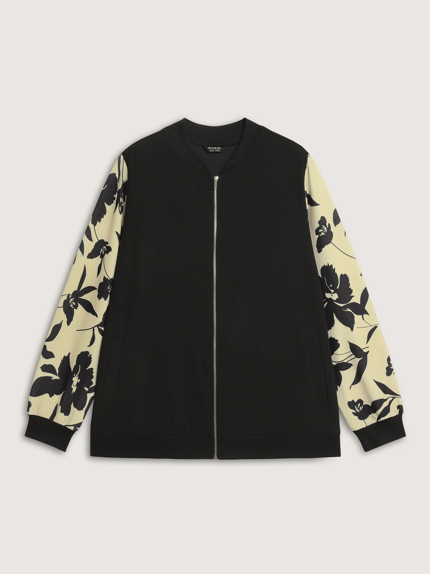 Silhouette Flower Print Zipper-Front Jacket - Image 9