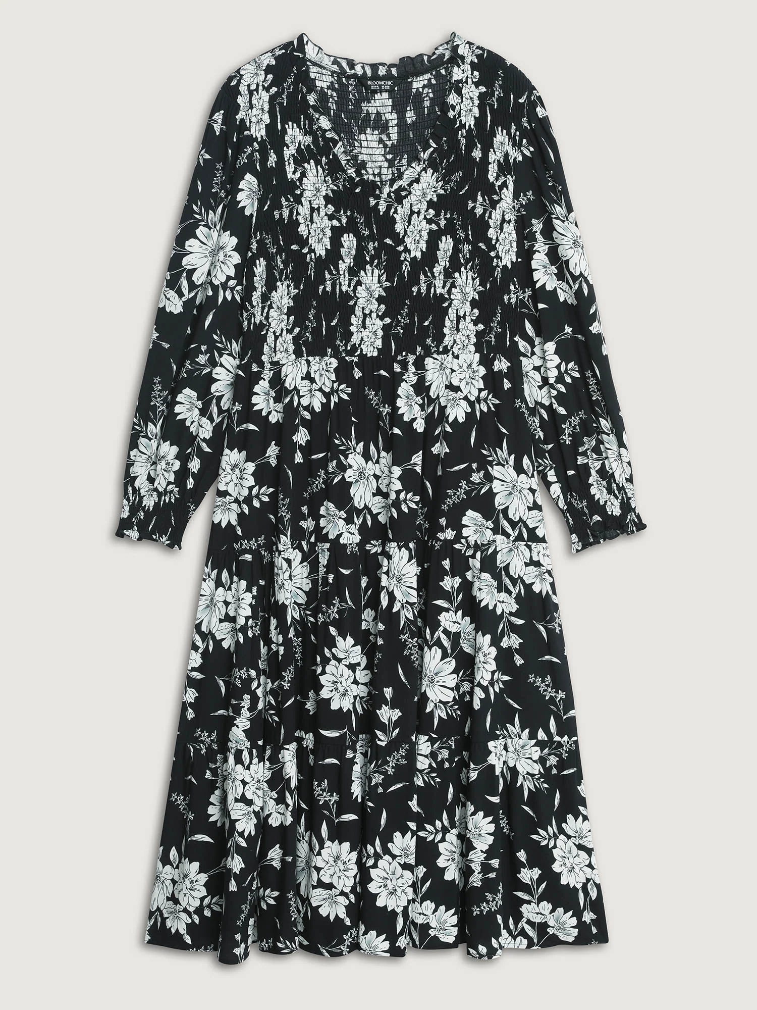 Silhouette Flower Shirred Maxi Dress - Image 8
